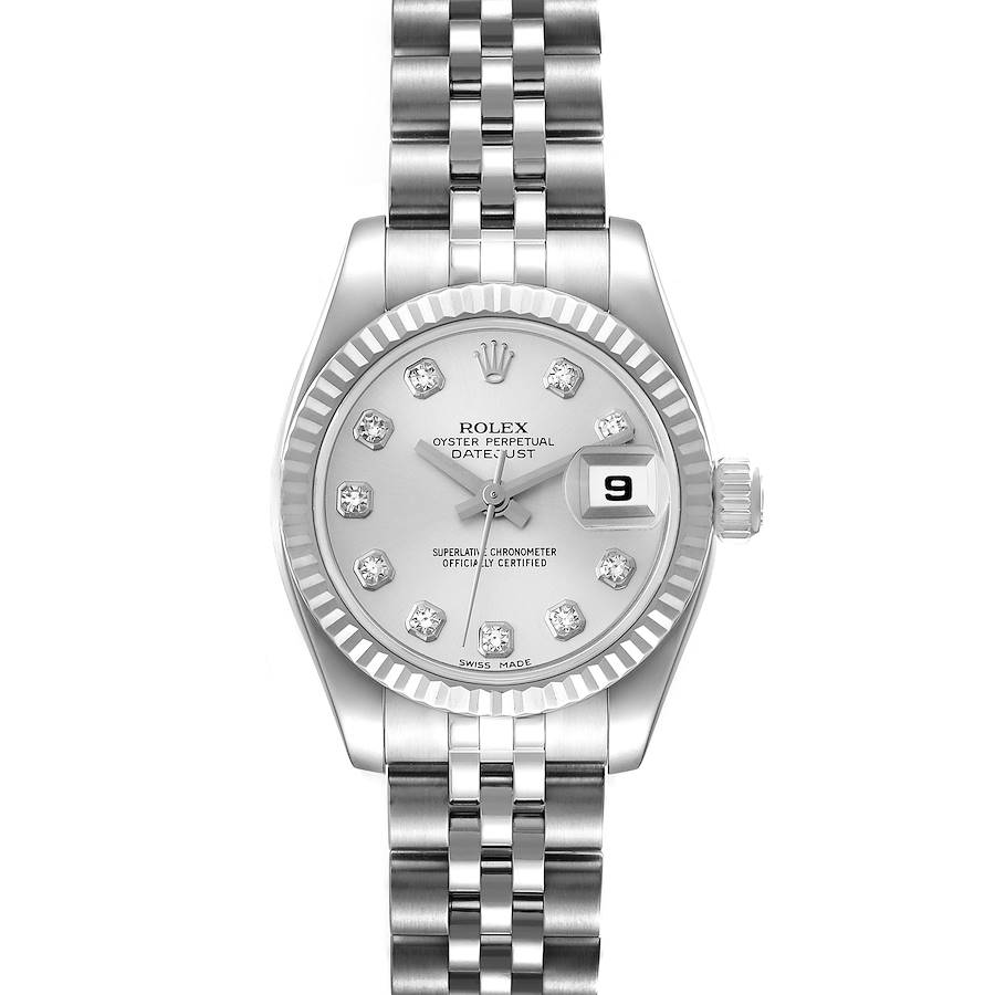 Rolex Datejust Steel White Gold Diamond Dial Ladies Watch 179174 Box Papers SwissWatchExpo
