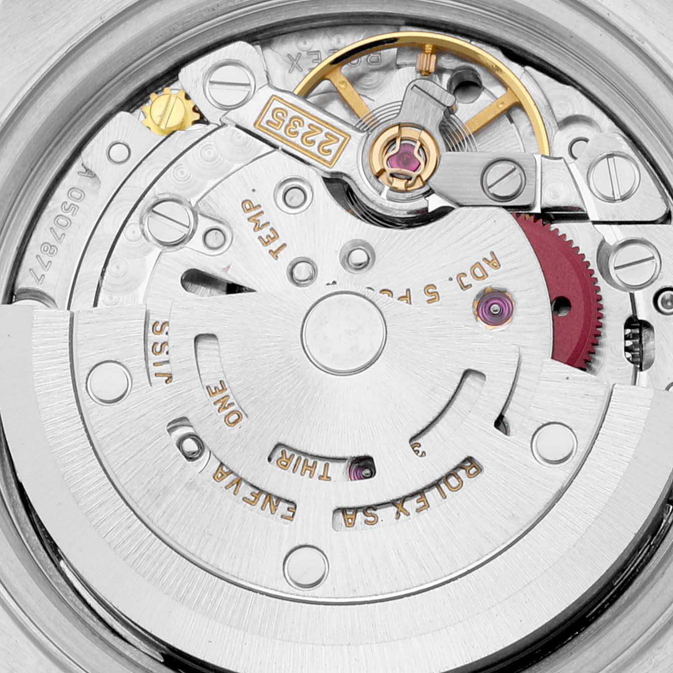 This image shows a close-up of the Rolex Datejust 79173G Women's Steel and Gold (two tone) Champagne Dial 79173G Women's Steel and Gold (two tone) Champagne Dial watch's movement mechanism.