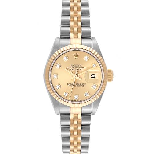 Photo of Rolex Datejust Steel Yellow Gold Champagne Diamond Dial Ladies Watch 79173