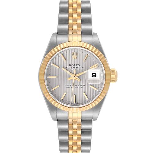 Photo of Rolex Datejust Steel Yellow Gold Silver Tapestry Dial Ladies Watch 79173