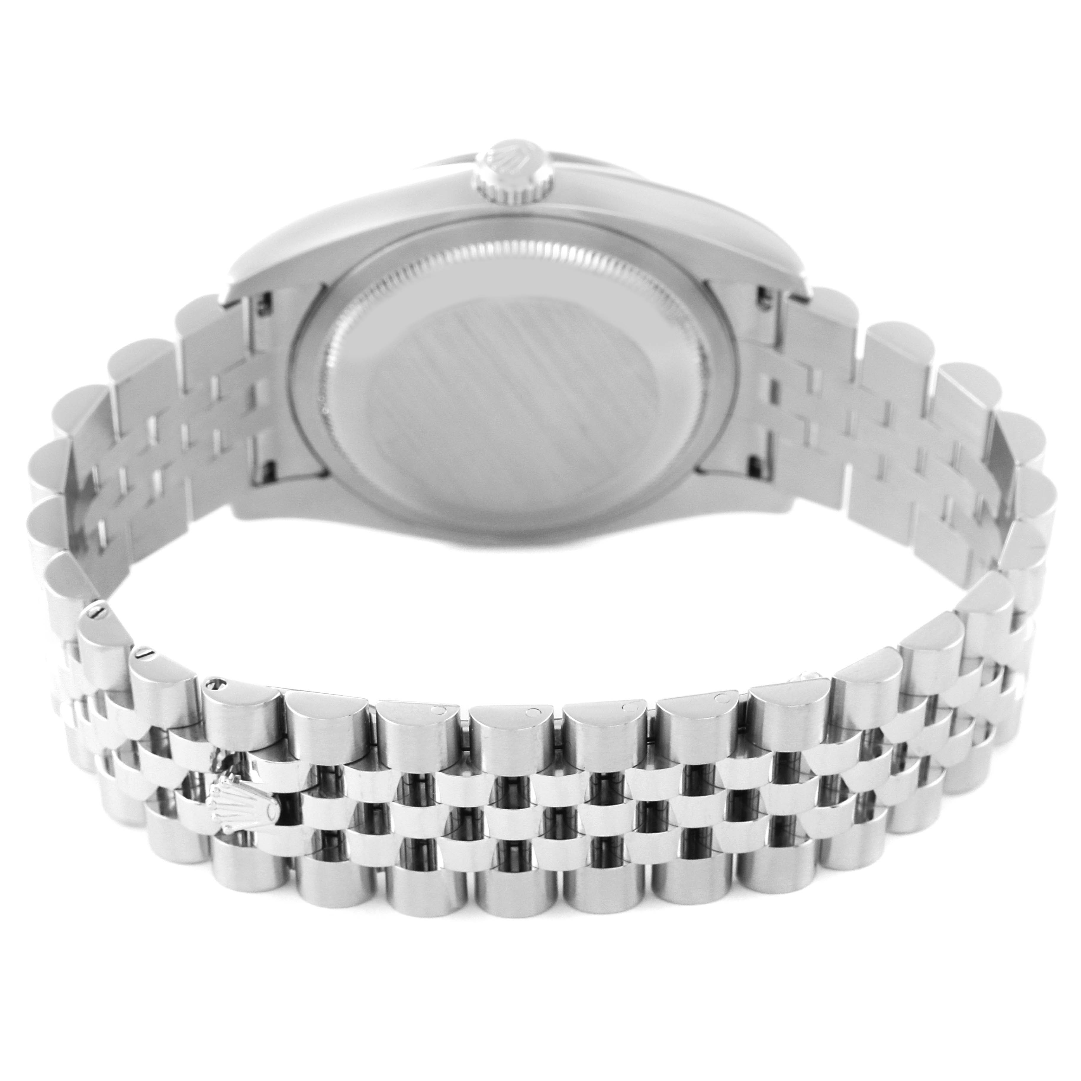 The image shows the back view of a Rolex Turn-o-Graph 116264 Men's Stainless Steel Blue Dial 116264 Men's Stainless Steel Blue Dial watch focusing on the case back and stainless steel bracelet.