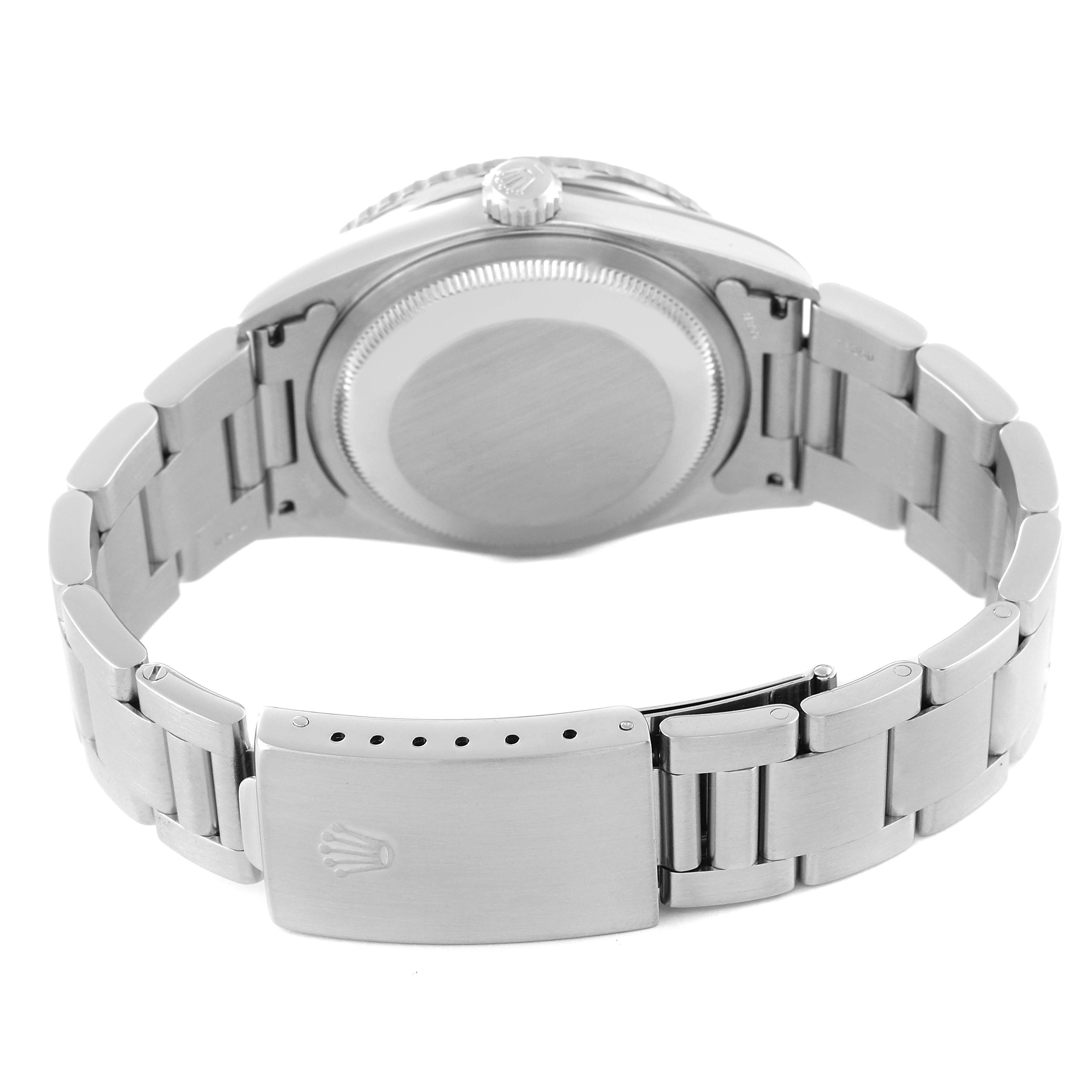 The image shows the back case and bracelet of the Rolex Turn-o-Graph 16264 Men
s Stainless Steel White Dial 16264 Men
s Stainless Steel White Dial watch from a rear angle.