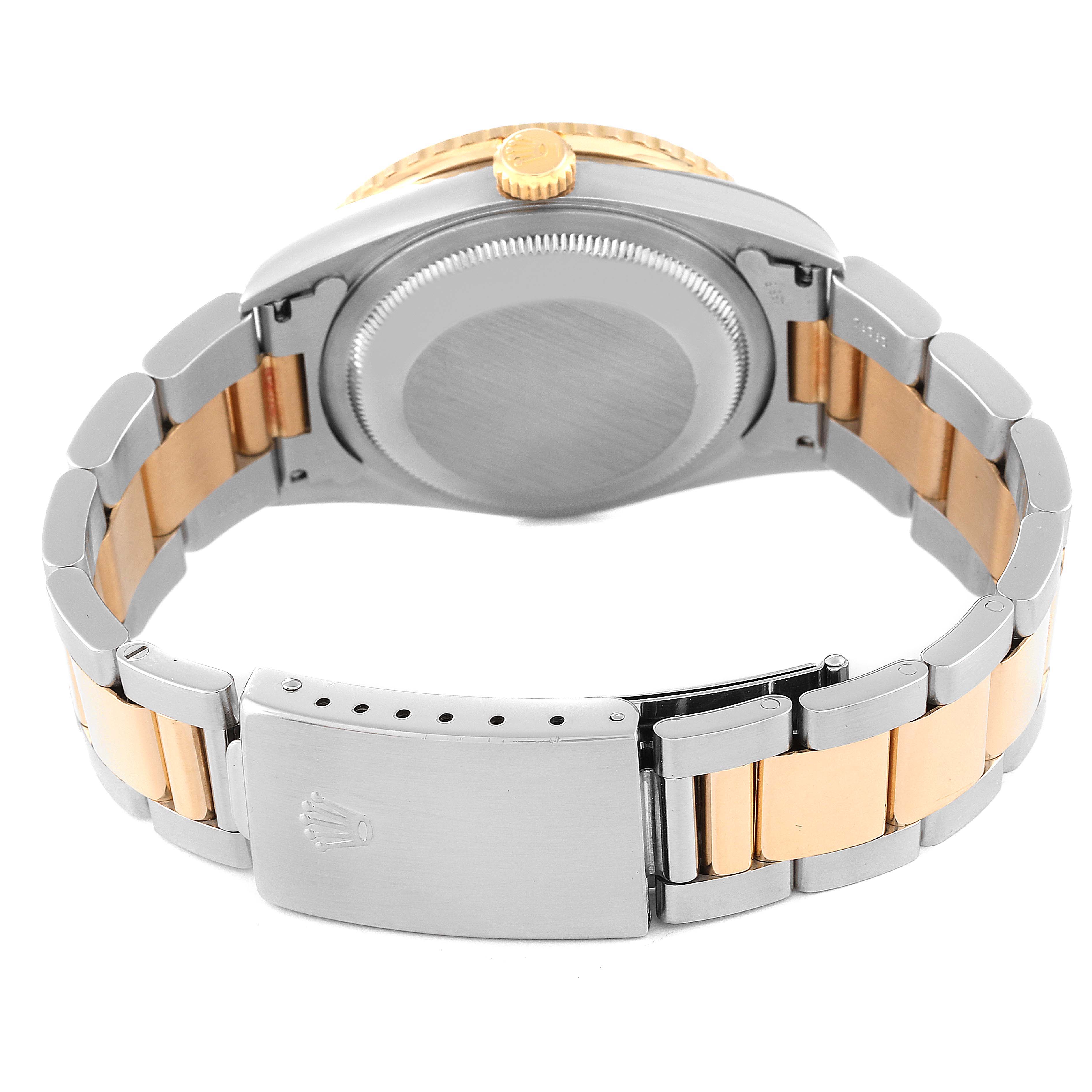 The image shows the back view of the Rolex Turn-o-Graph 16263 Men's Steel and Gold (two tone) Champagne Dial 16263 Men's Steel and Gold (two tone) Champagne Dial watch with its bracelet and clasp visible.