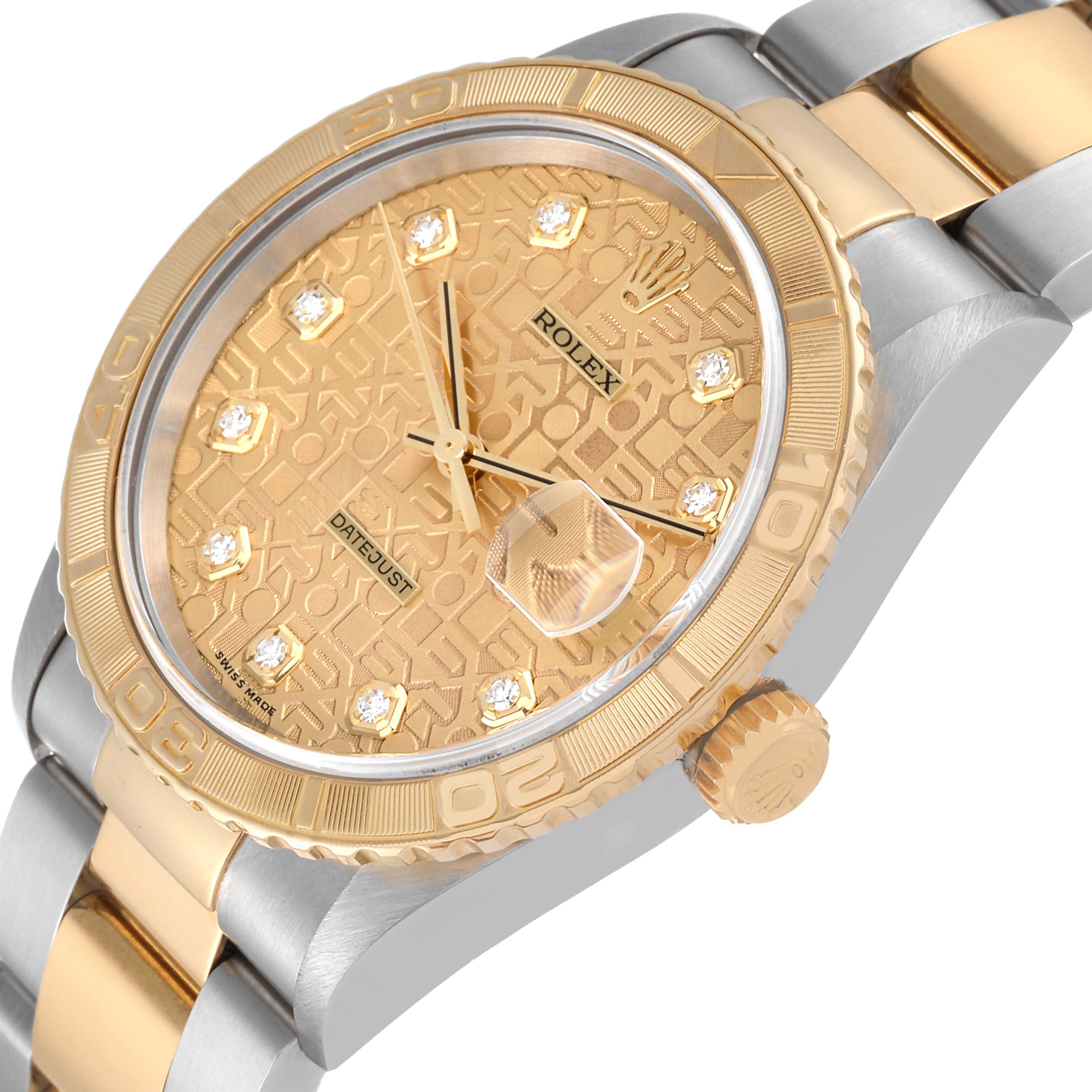 The image shows a side angle of a Rolex Turn-o-Graph 16263 Men's Steel and Gold (two tone) Champagne Dial 16263 Men's Steel and Gold (two tone) Champagne Dial watch, highlighting its bezel, dial, and part of the bracelet.