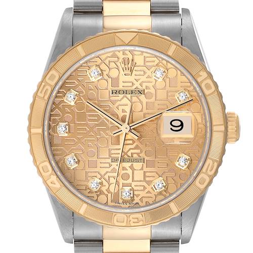 Photo of Rolex Datejust Turnograph Steel Yellow Gold Diamond Dial Mens Watch 16263