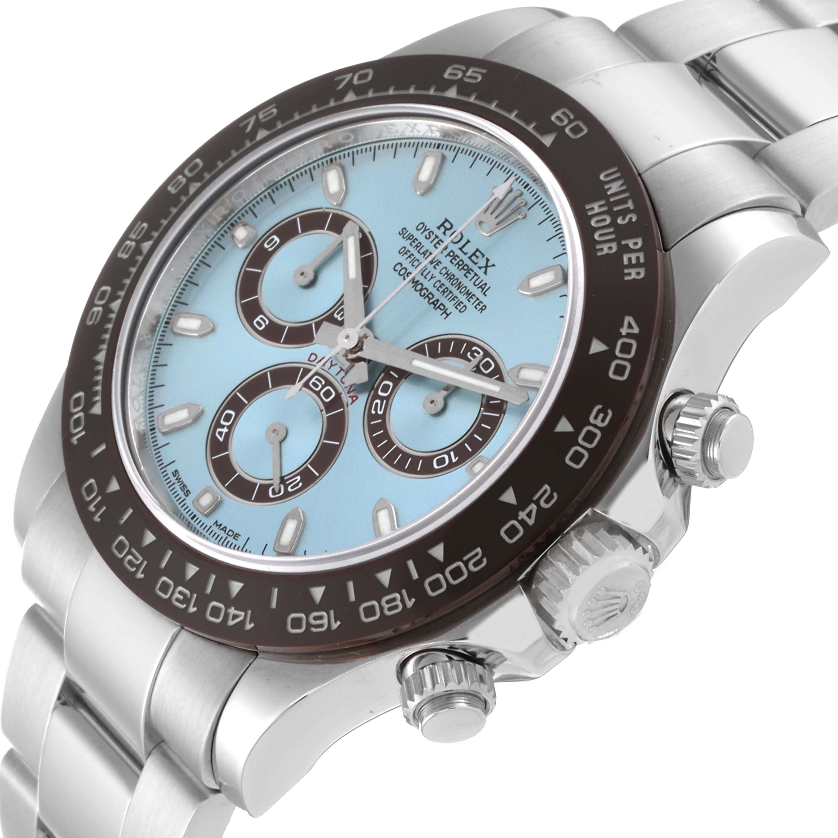 Rolex Daytona Ice Blue Dial Platinum Chronograph Mens Watch 116506 Box ...