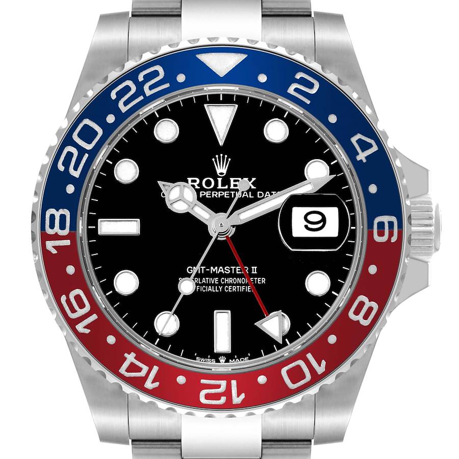 Rolex GMT Master II Blue Red Pepsi Bezel Steel Mens Watch 126710 Unworn SwissWatchExpo