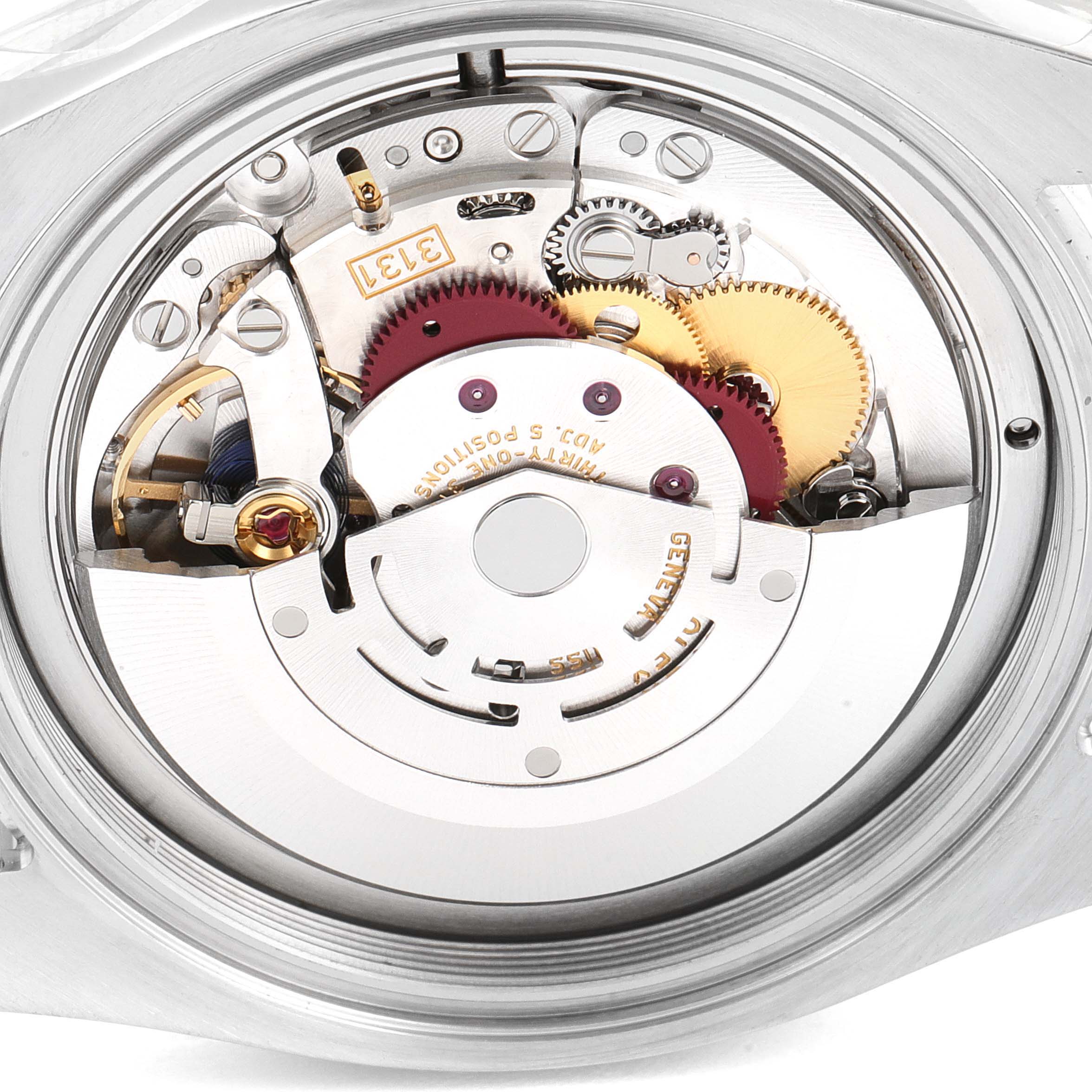 The image shows the intricate movement mechanism of the Rolex Air-King 116900 Men's Stainless Steel Black Dial 116900 Men's Stainless Steel Black Dial watch at a close-up angle.