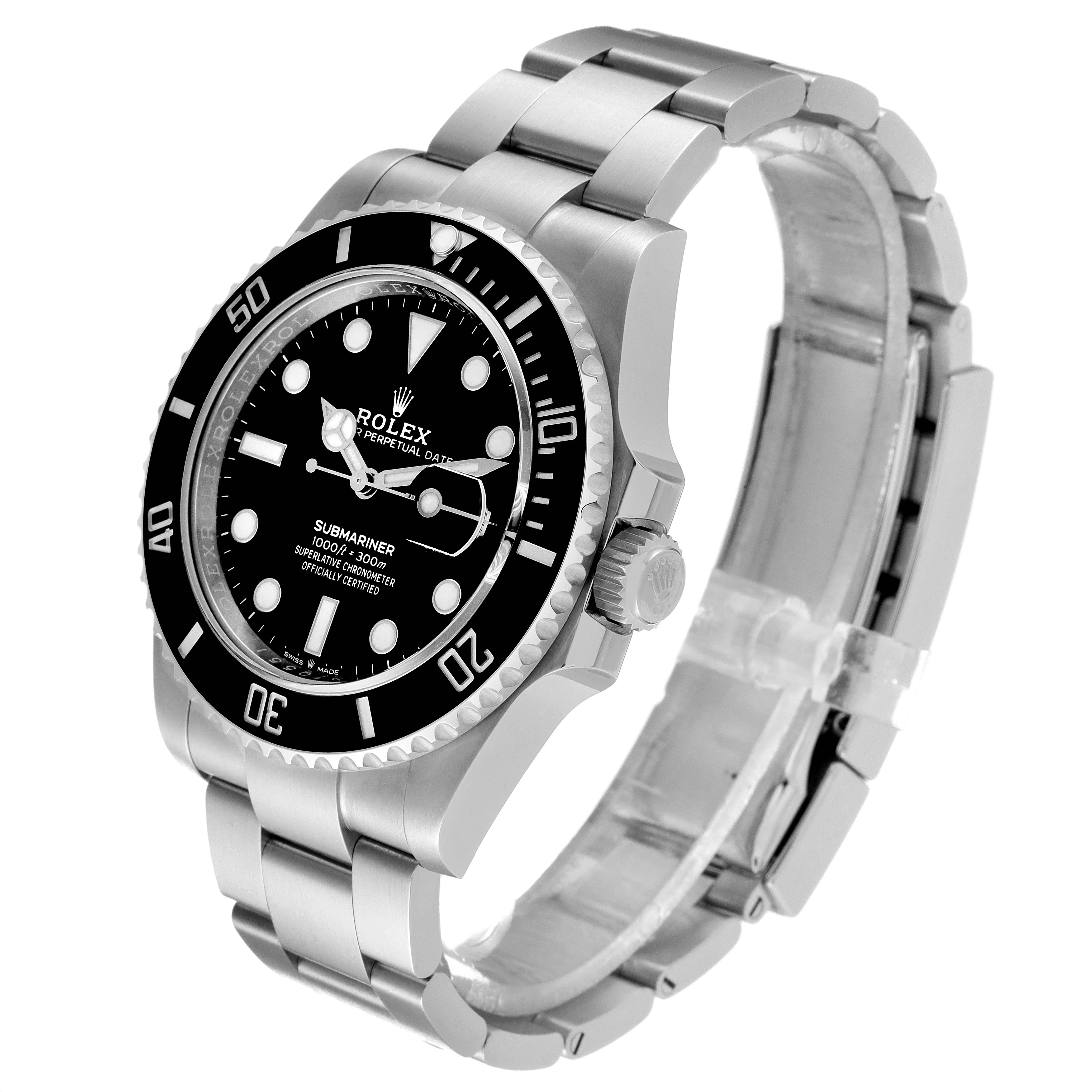 The Rolex Submariner 126610 Men
s Stainless Steel Black Dial 126610 Men
s Stainless Steel Black Dial watch is shown at a three-quarter angle, highlighting its bezel, crown, dial, and bracelet.