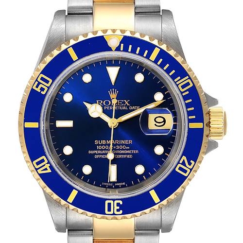 Photo of Rolex Submariner  Blue Dial Steel Yellow Gold Mens Watch 16613