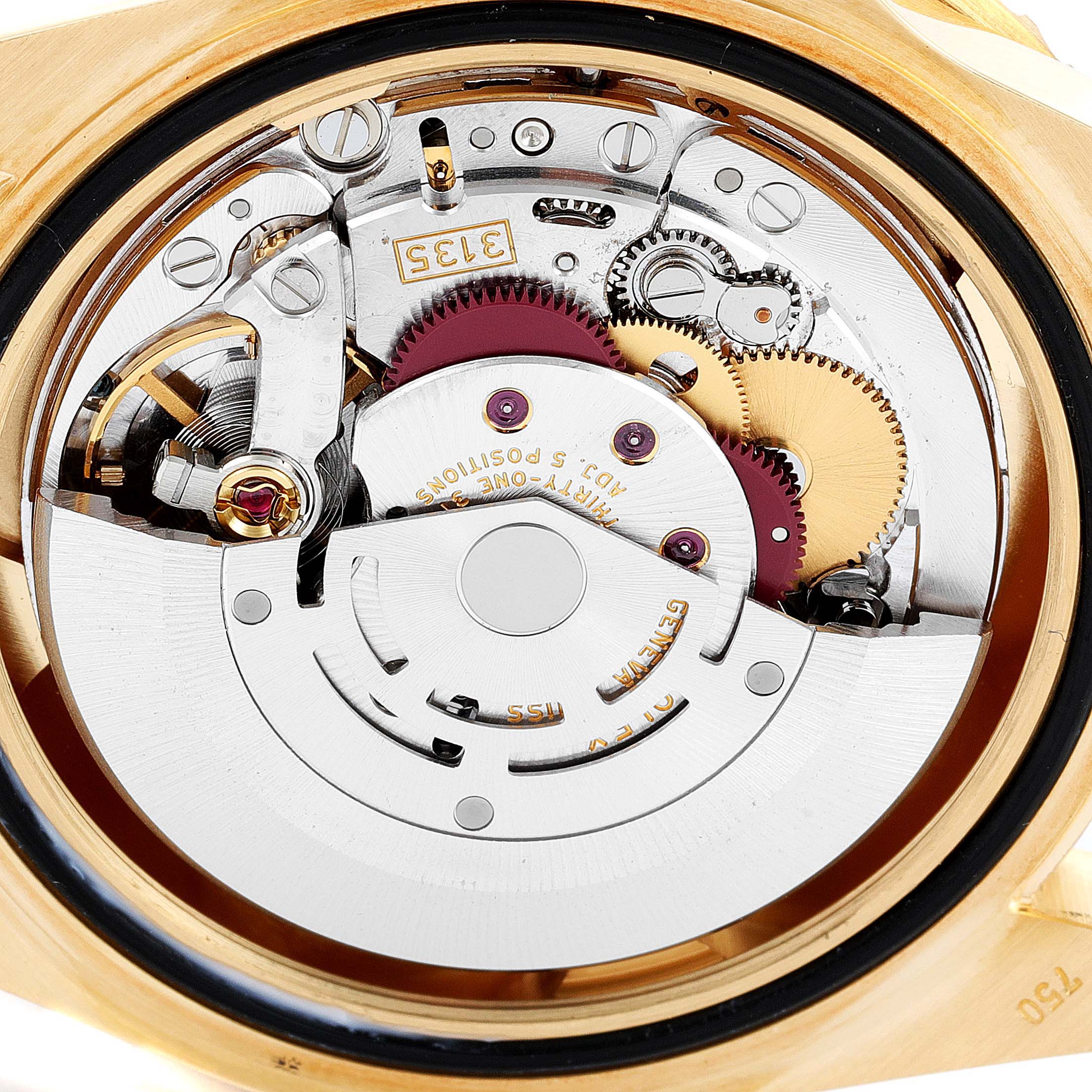 This image shows the internal movement mechanism of a Rolex Submariner 16618 Men's Yellow Gold Grey Dial 16618 Men's Yellow Gold Grey Dial watch from a top-down angle.
