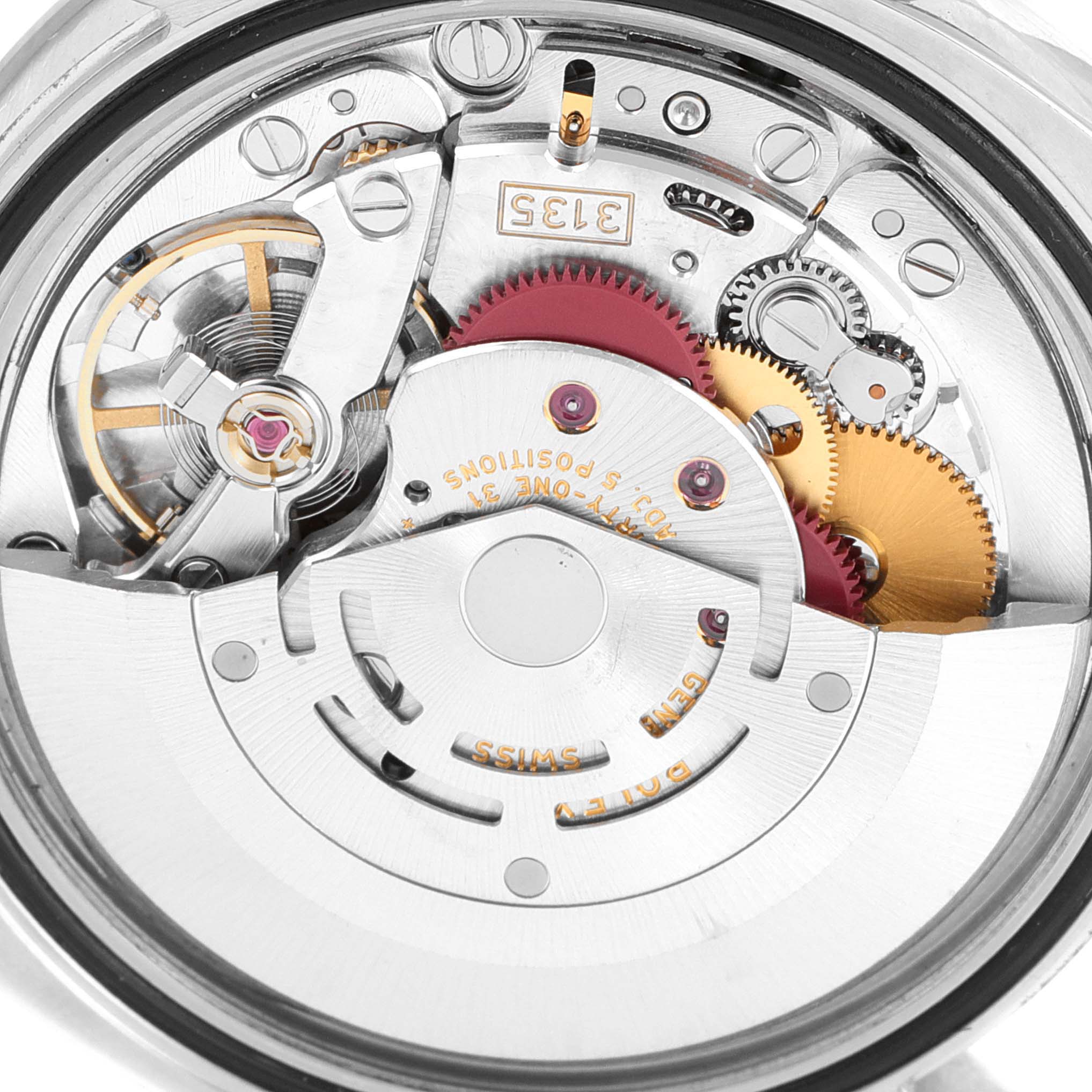 This image shows a close-up of the movement mechanism of a Rolex Turn-o-Graph 116264 Men's Stainless Steel White Dial 116264 Men's Stainless Steel White Dial watch.