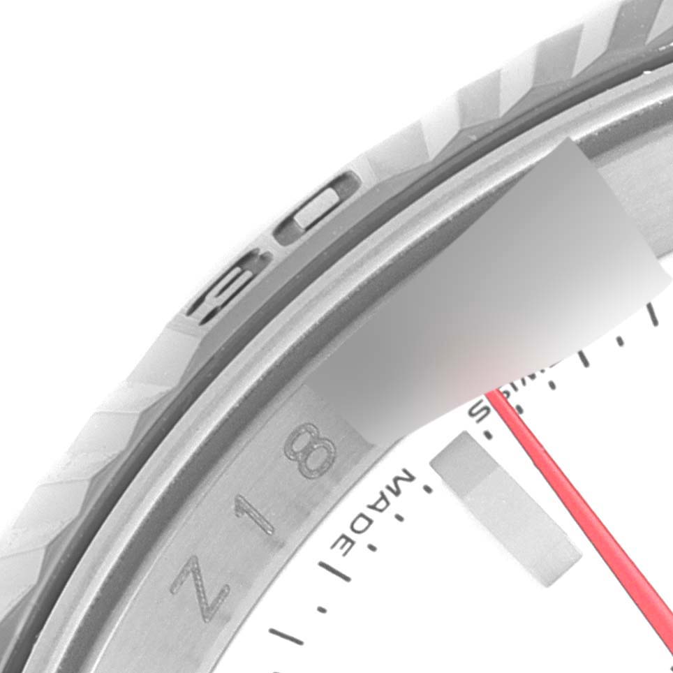 This image shows a close-up of the bezel, part of the dial, and the number 8 on the Rolex Turn-o-Graph 116264 Men's Stainless Steel White Dial 116264 Men's Stainless Steel White Dial watch.