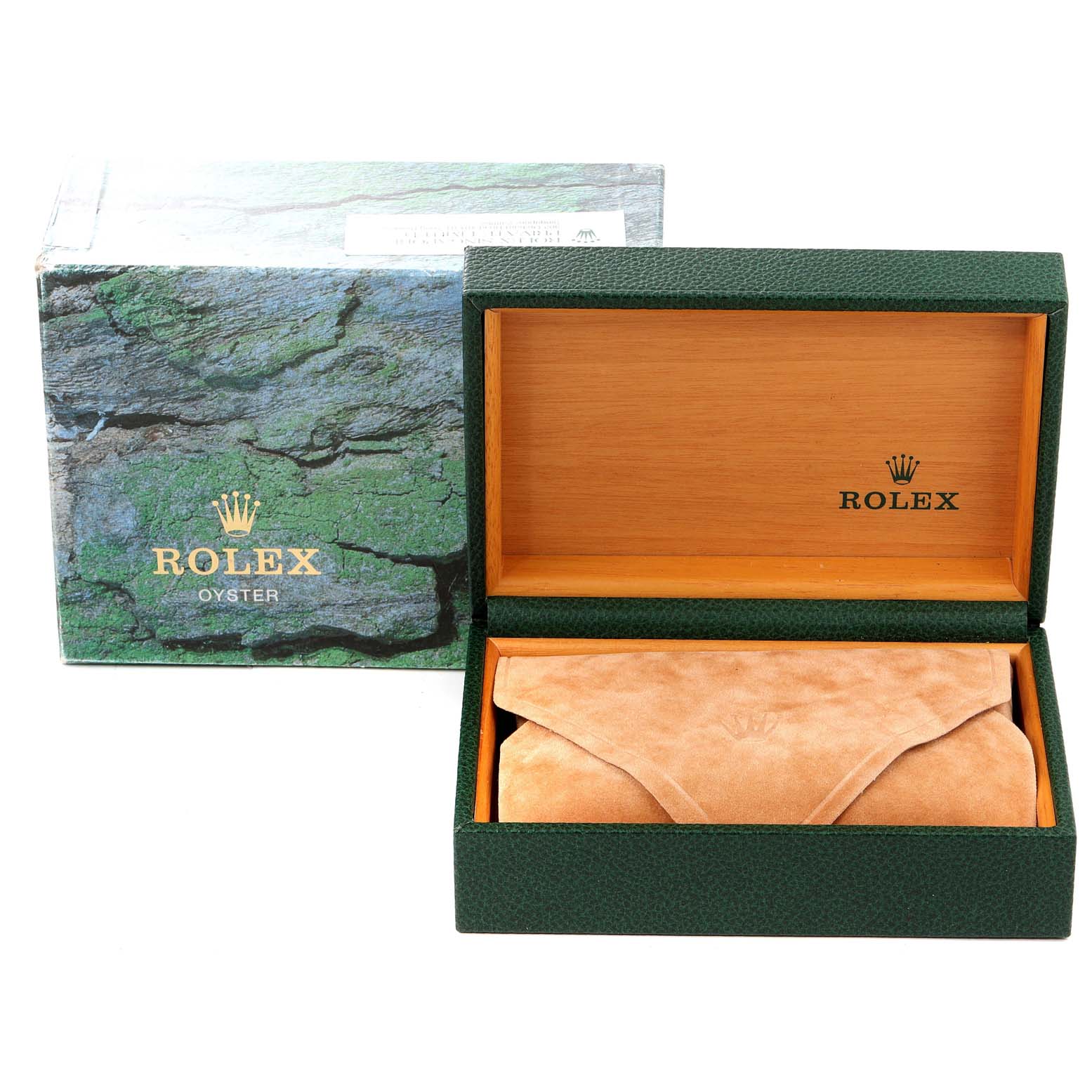 The image shows an open Rolex Yacht-Master 16622 Men's Stainless Steel Silver Dial 16622 Men's Stainless Steel Silver Dial box and an outer box, both from a frontal angle.