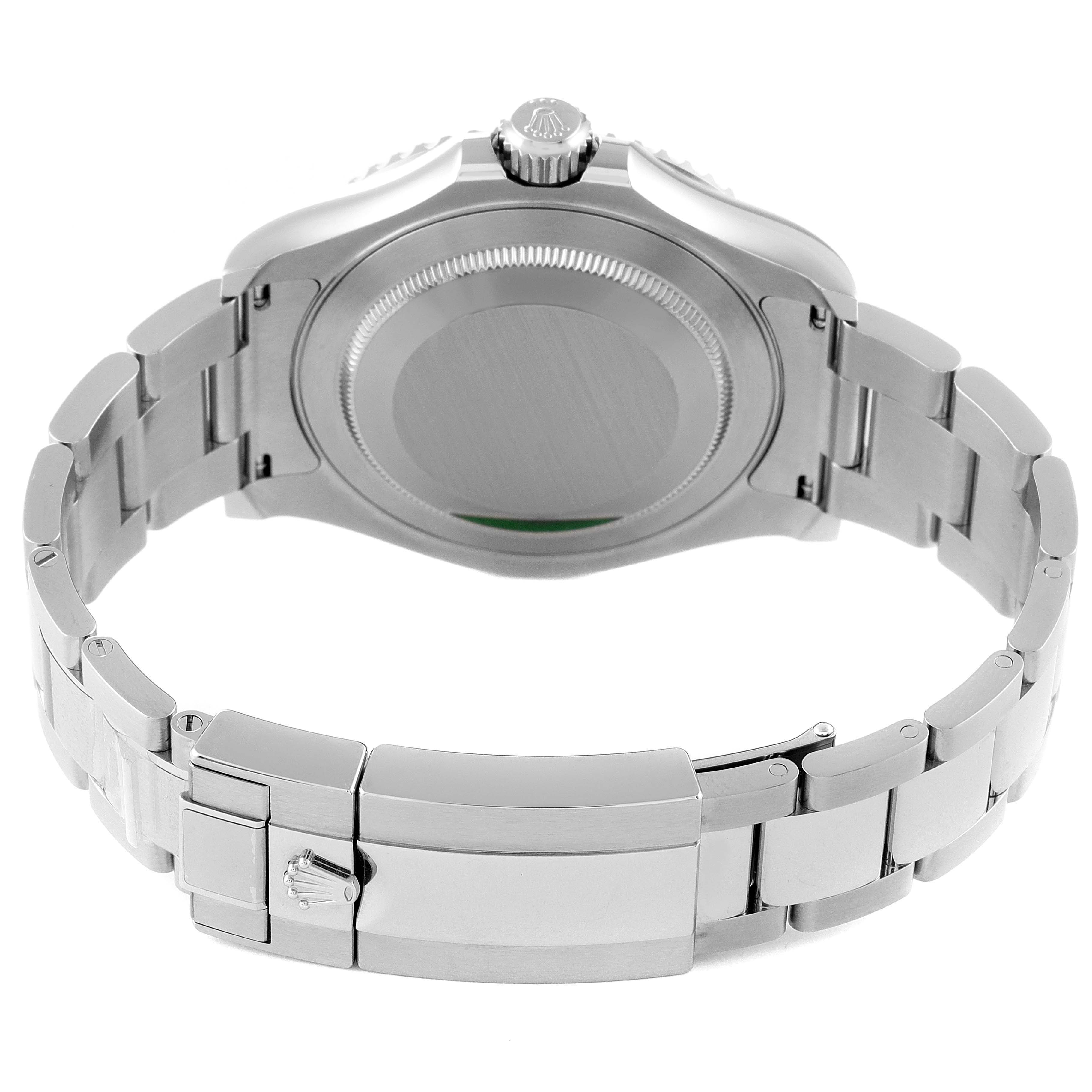 This image shows the back case and clasp of a Rolex Yacht-Master 126622 Men
s Stainless Steel Blue Dial 126622 Men
s Stainless Steel Blue Dial watch from a rear angle.