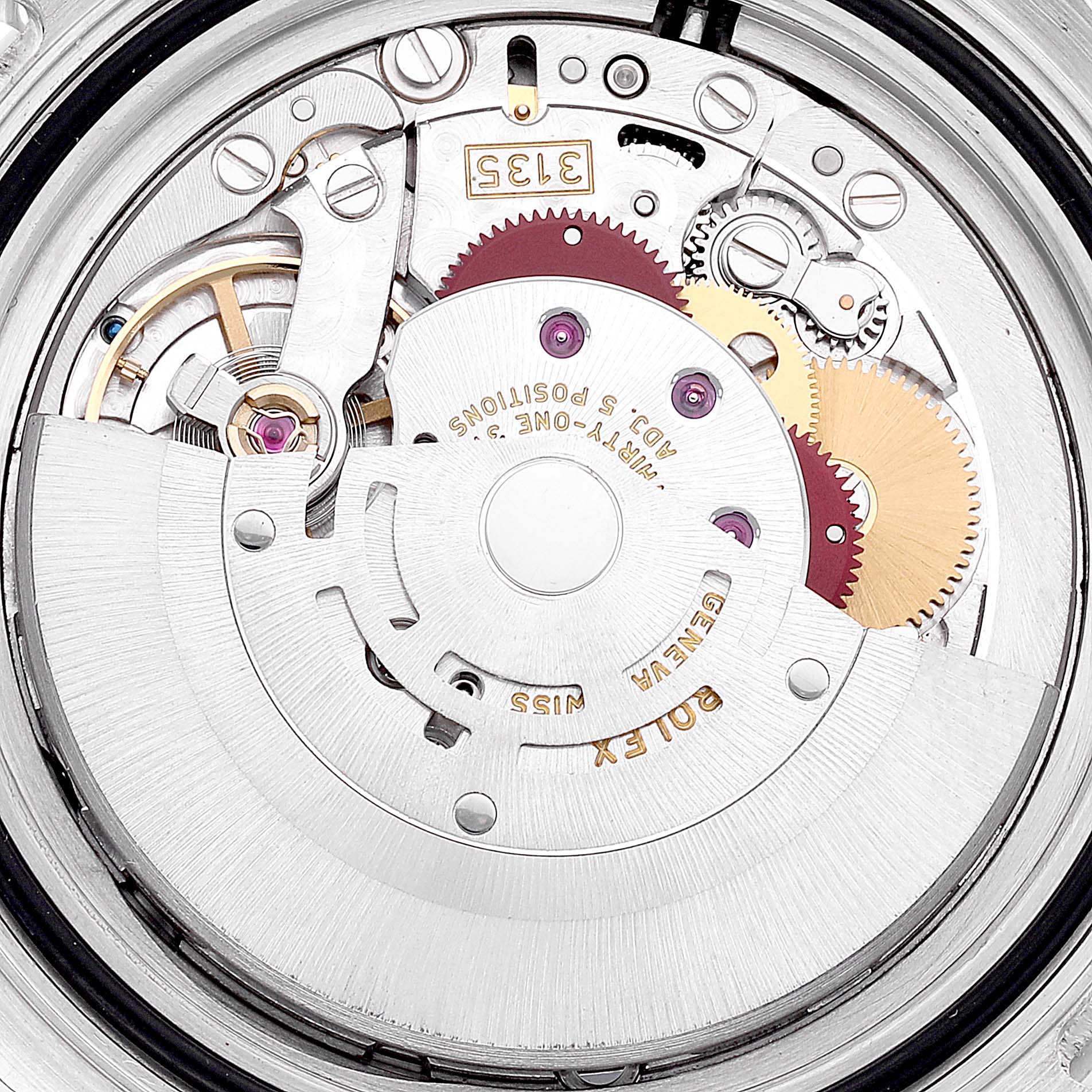 This image shows the internal automatic movement mechanism of a Rolex Yacht-Master 16622 Men's Stainless Steel Silver Dial 16622 Men's Stainless Steel Silver Dial watch.