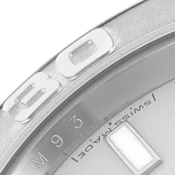 The image shows a close-up of the bezel and part of the dial of a Rolex Yacht-Master 16622 Men's Stainless Steel Silver Dial 16622 Men's Stainless Steel Silver Dial watch, specifically displaying part of the "30" bezel marking.