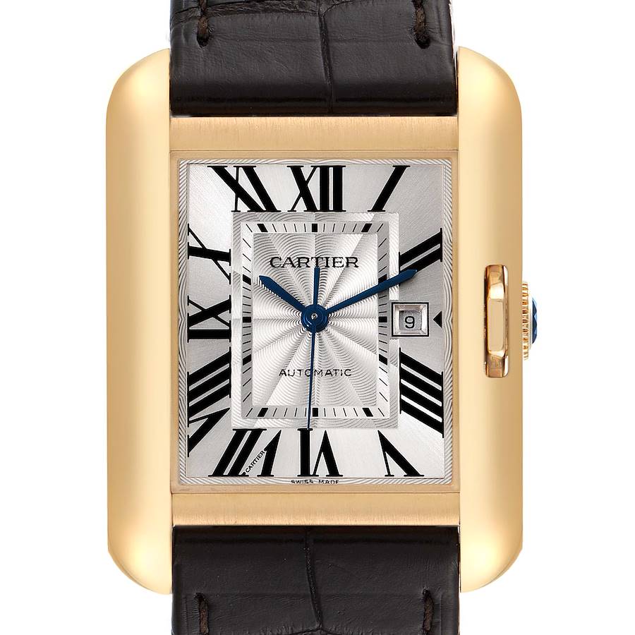 Cartier Tank Anglaise Yellow Gold Silver Dial Mens Watch W5310030 SwissWatchExpo