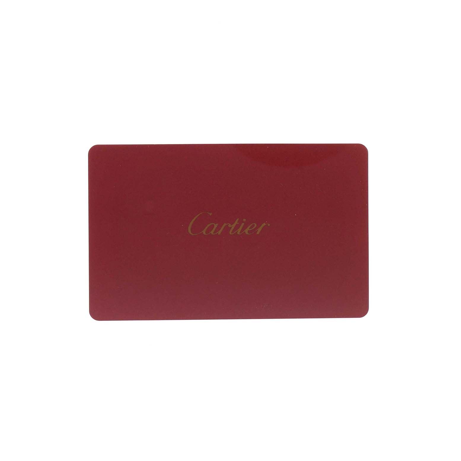 This image shows a red Cartier-branded card associated with the Tank Solo model.