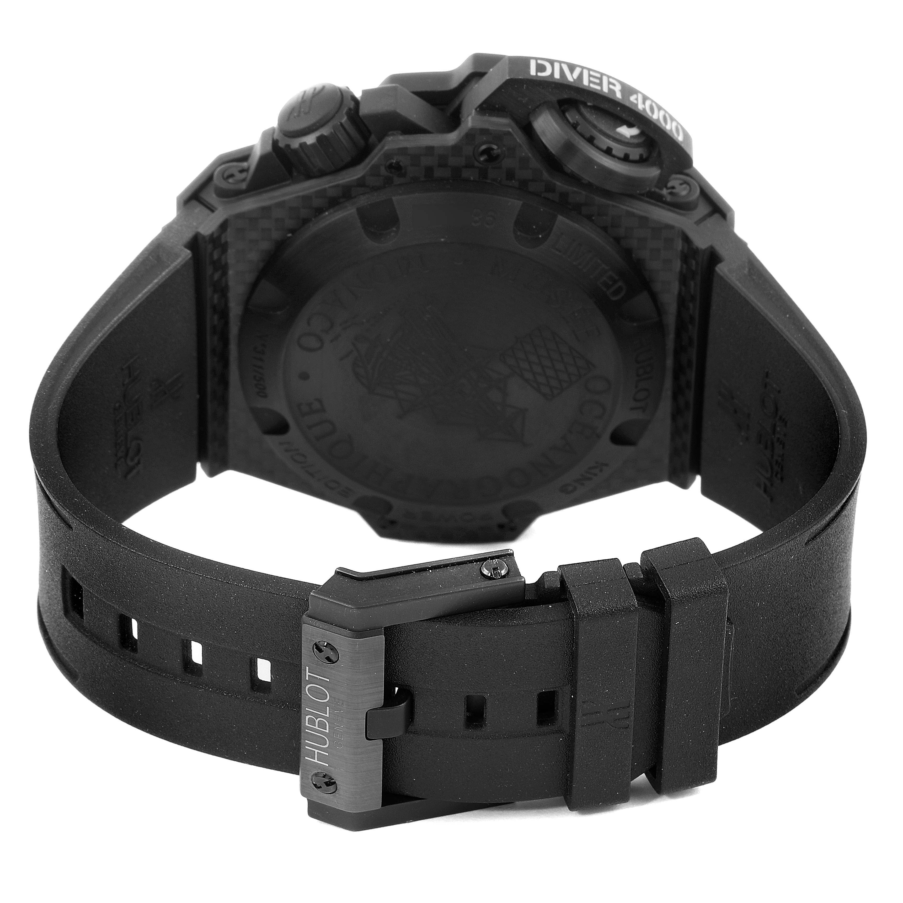 This image shows the back view of a Hublot Big Bang 731.QX.1140.RX Men's Titanium Black Dial 731.QX.1140.RX Men's Titanium Black Dial model watch, highlighting the strap and clasp.