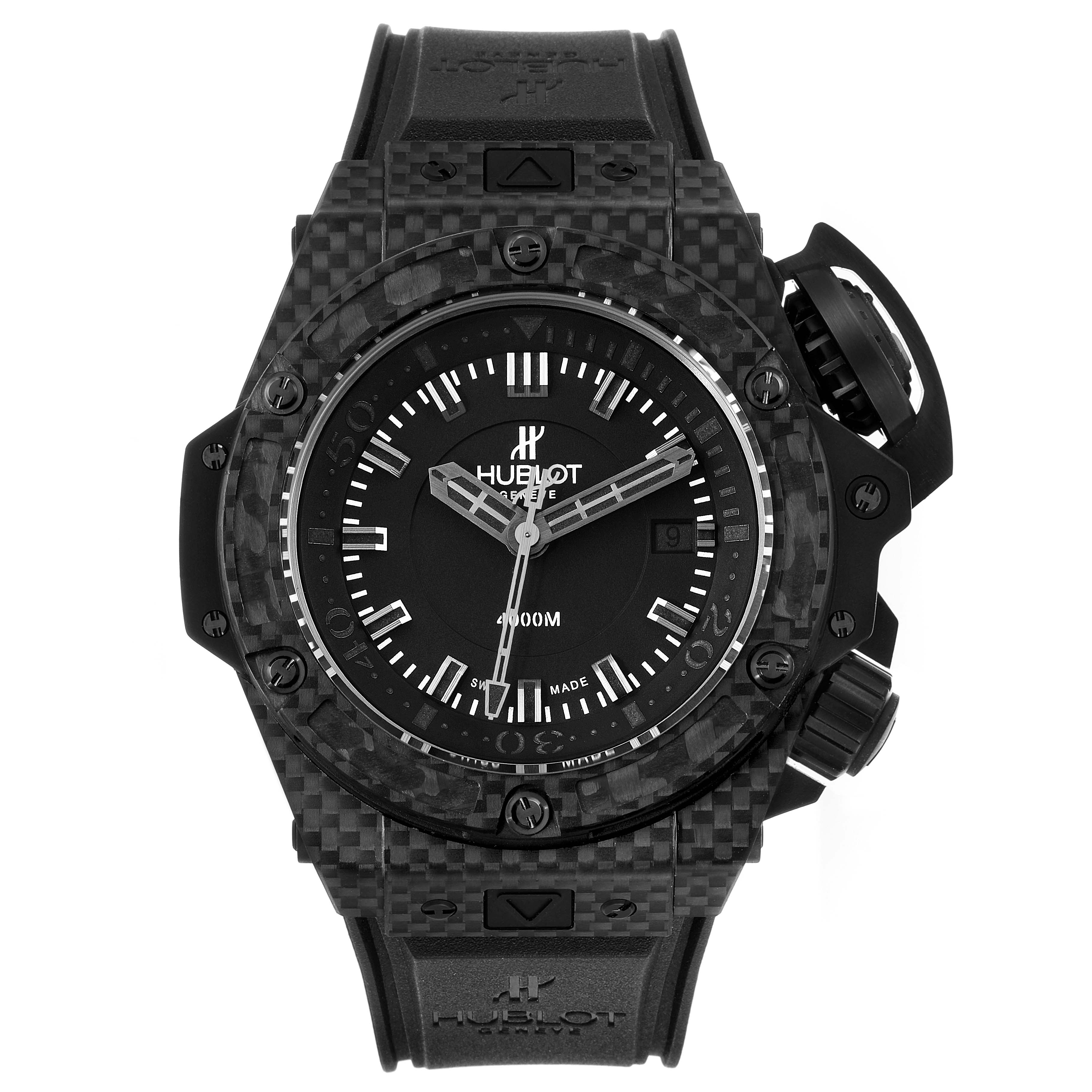 This image shows a front view of the Hublot Big Bang 731.QX.1140.RX Men's Titanium Black Dial 731.QX.1140.RX Men's Titanium Black Dial watch, highlighting the face, bezel, dial, and strap.