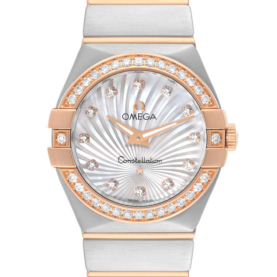 Omega Constellation 27 Steel Rose Gold Mother Of Pearl Diamond Ladies Watch 123.25.27.60.55.002 SwissWatchExpo