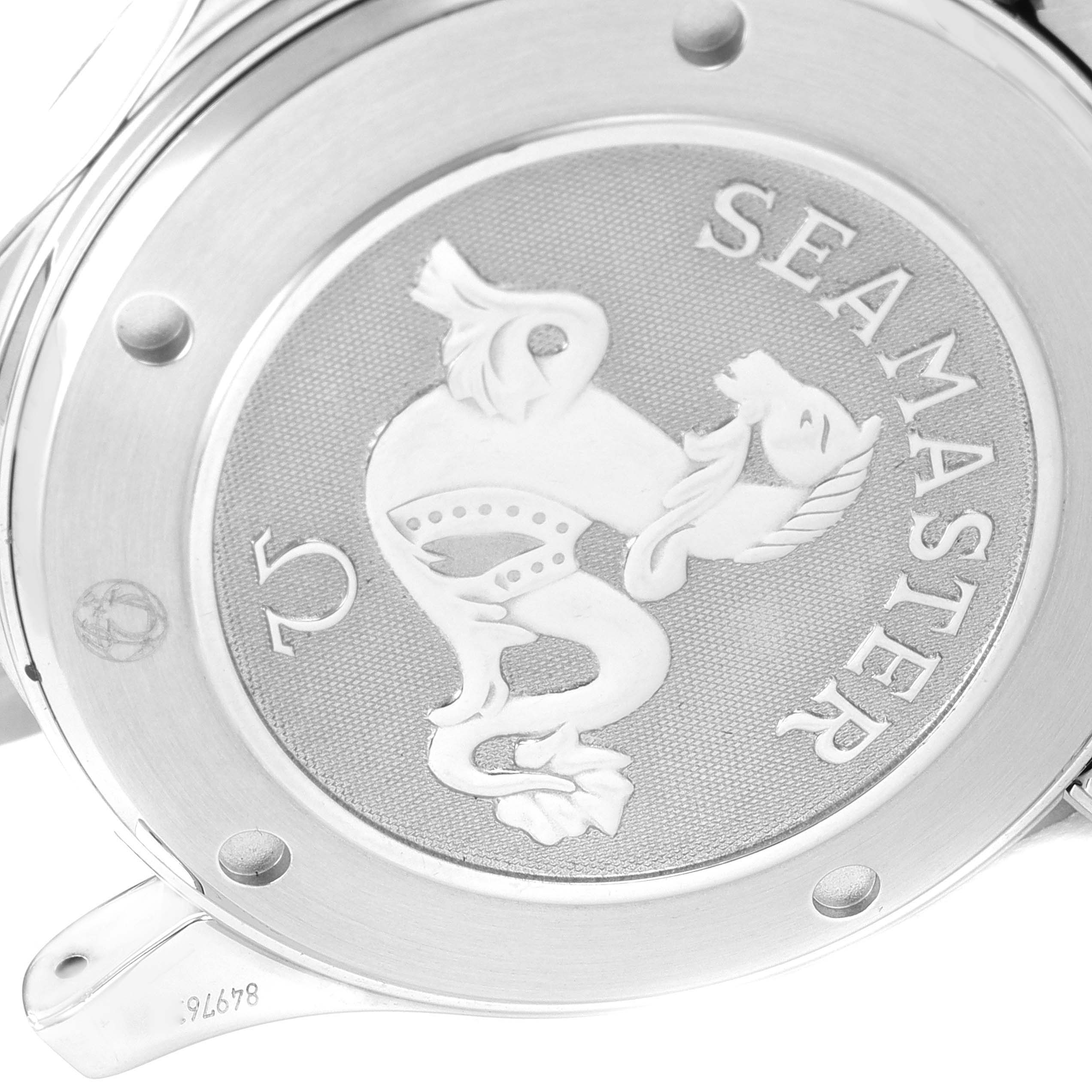 The image shows the back case of an Omega Seamaster 212.30.41.20.01.002 Men's Stainless Steel Black Dial 212.30.41.20.01.002 Men's Stainless Steel Black Dial watch, featuring the Seamaster logo and model name engraved.