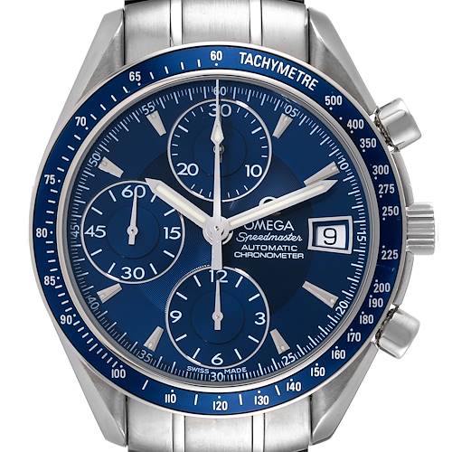 Photo of Omega Speedmaster Date Blue Dial Chronograph Mens Watch 3212.80.00 Box Card
