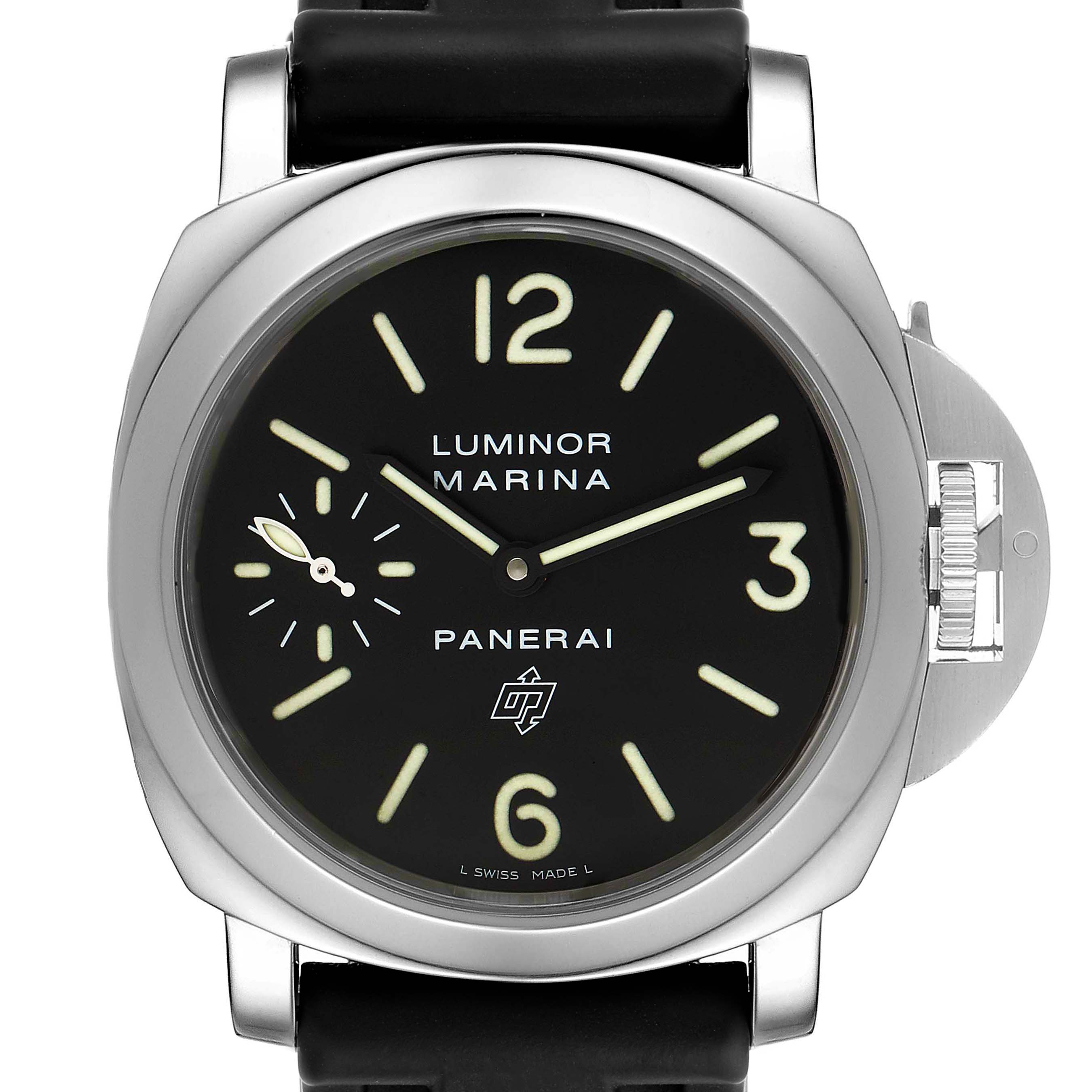 Panerai Luminor Marina Logo 44mm Black Dial Mens Watch PAM00005