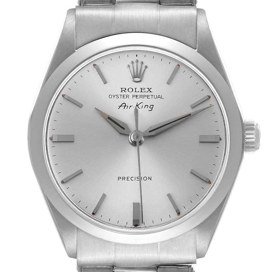 Rolex Air King Precision Stainless Steel Silver Dial Vintage Mens Watch 5500 SwissWatchExpo