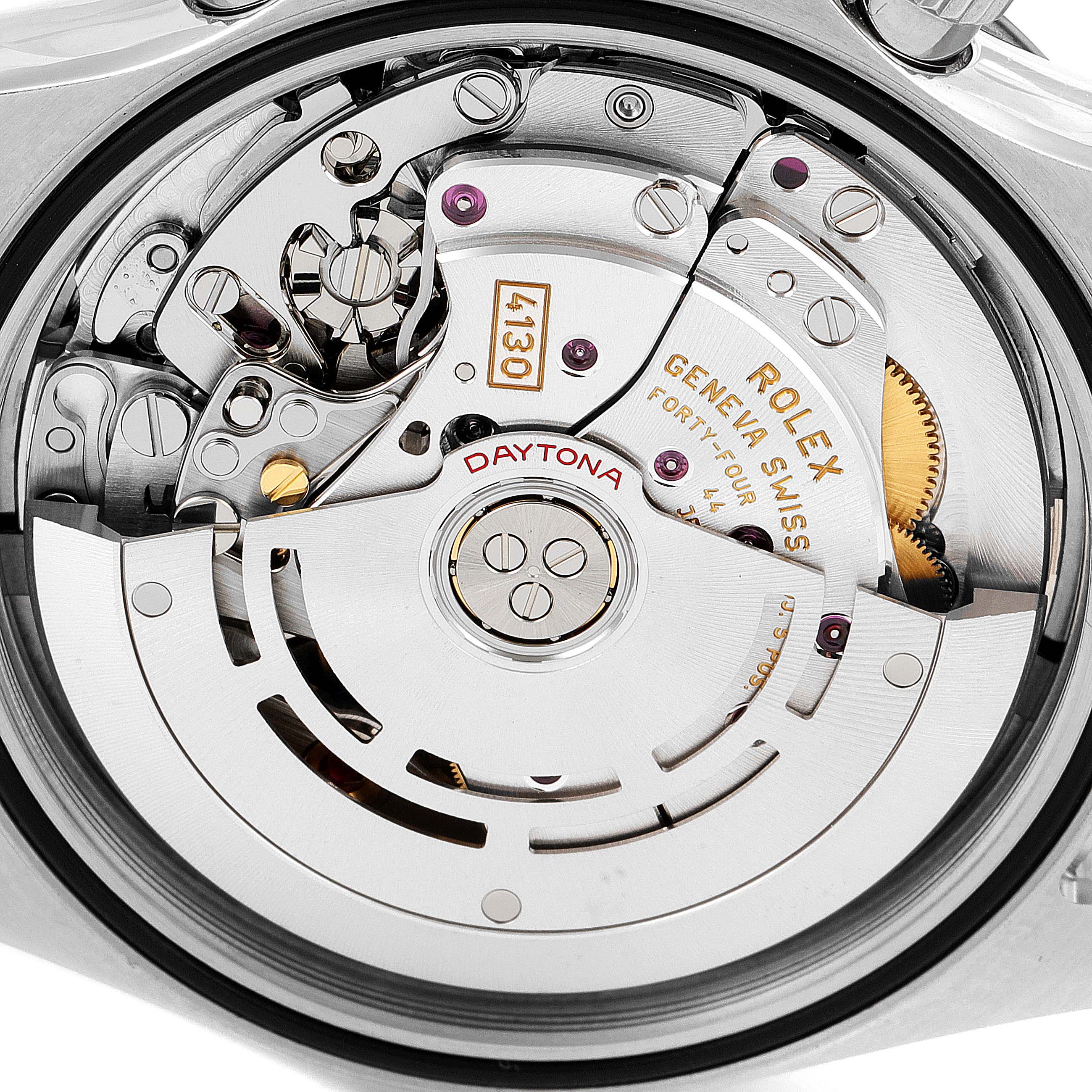 This image shows a close-up of the internal movement of the Rolex Daytona 116500 Men's Stainless Steel Black Dial 116500 Men's Stainless Steel Black Dial watch model.