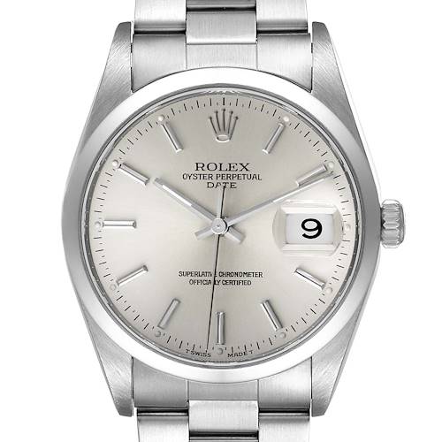 Photo of Rolex Date Silver Dial Oyster Bracelet Automatic Mens Watch 15200 Box Papers