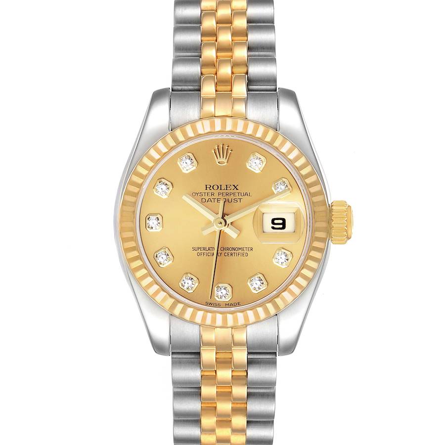 Rolex Datejust 26mm Steel Yellow Gold Diamond Ladies Watch 179173 Box SwissWatchExpo