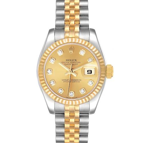 Photo of Rolex Datejust 26mm Steel Yellow Gold Diamond Ladies Watch 179173 Box