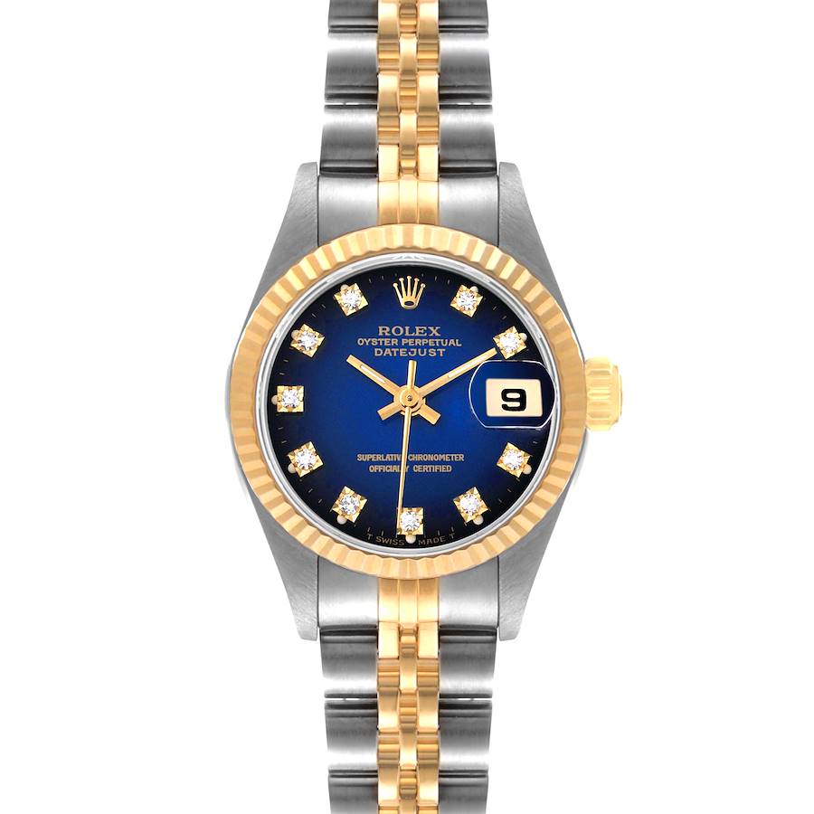 Rolex Datejust Steel Yellow Gold Vignette Diamond Dial Ladies Watch 69173 Box Papers SwissWatchExpo