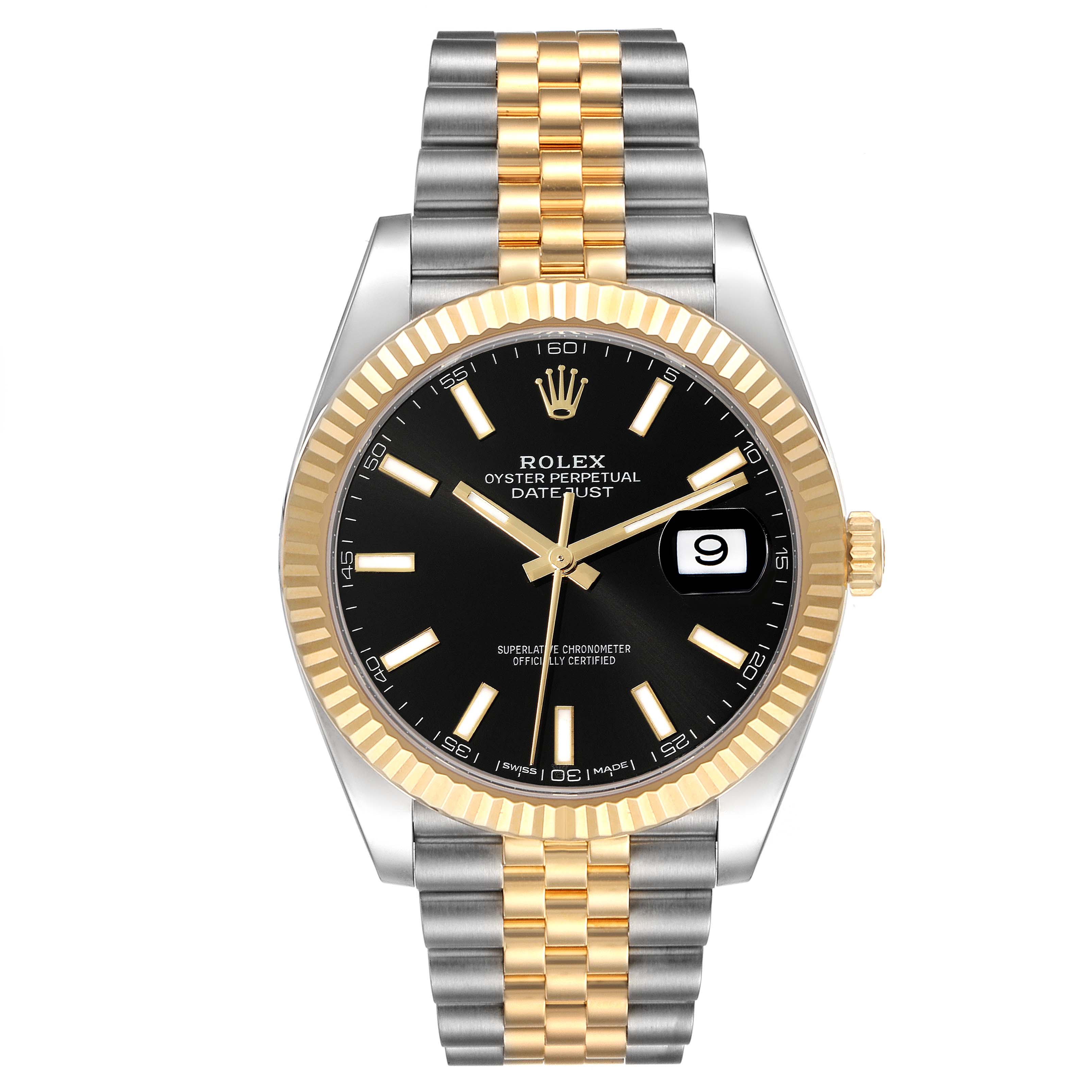 Rolex Datejust 41 Steel Yellow Gold Black Dial Mens Watch 126333 Box ...