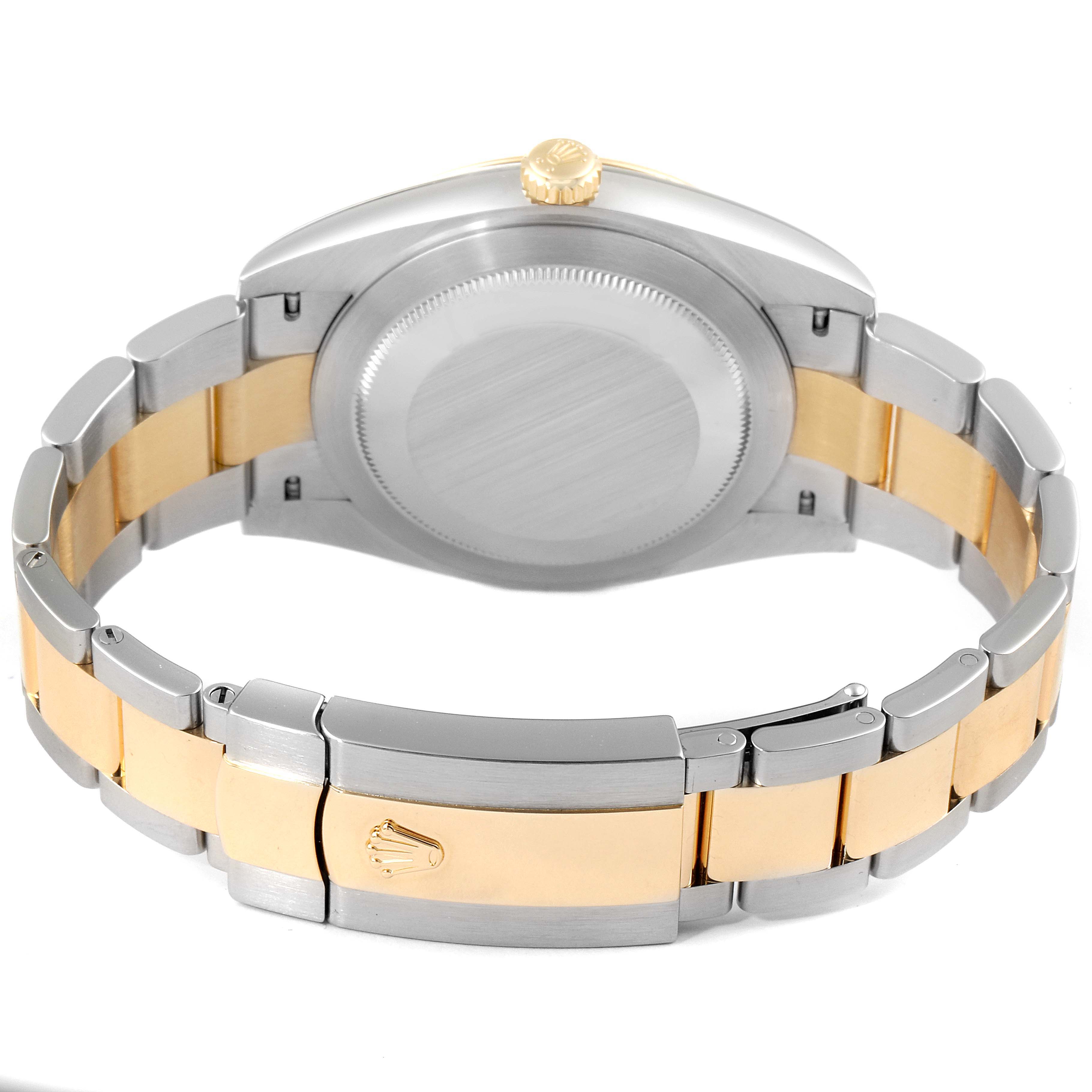 The image shows the back view of the Rolex Datejust 41 126333 Men's Steel and Gold (two tone) Grey Dial 126333 Men's Steel and Gold (two tone) Grey Dial watch, showcasing its stainless steel and gold bracelet and clasp.