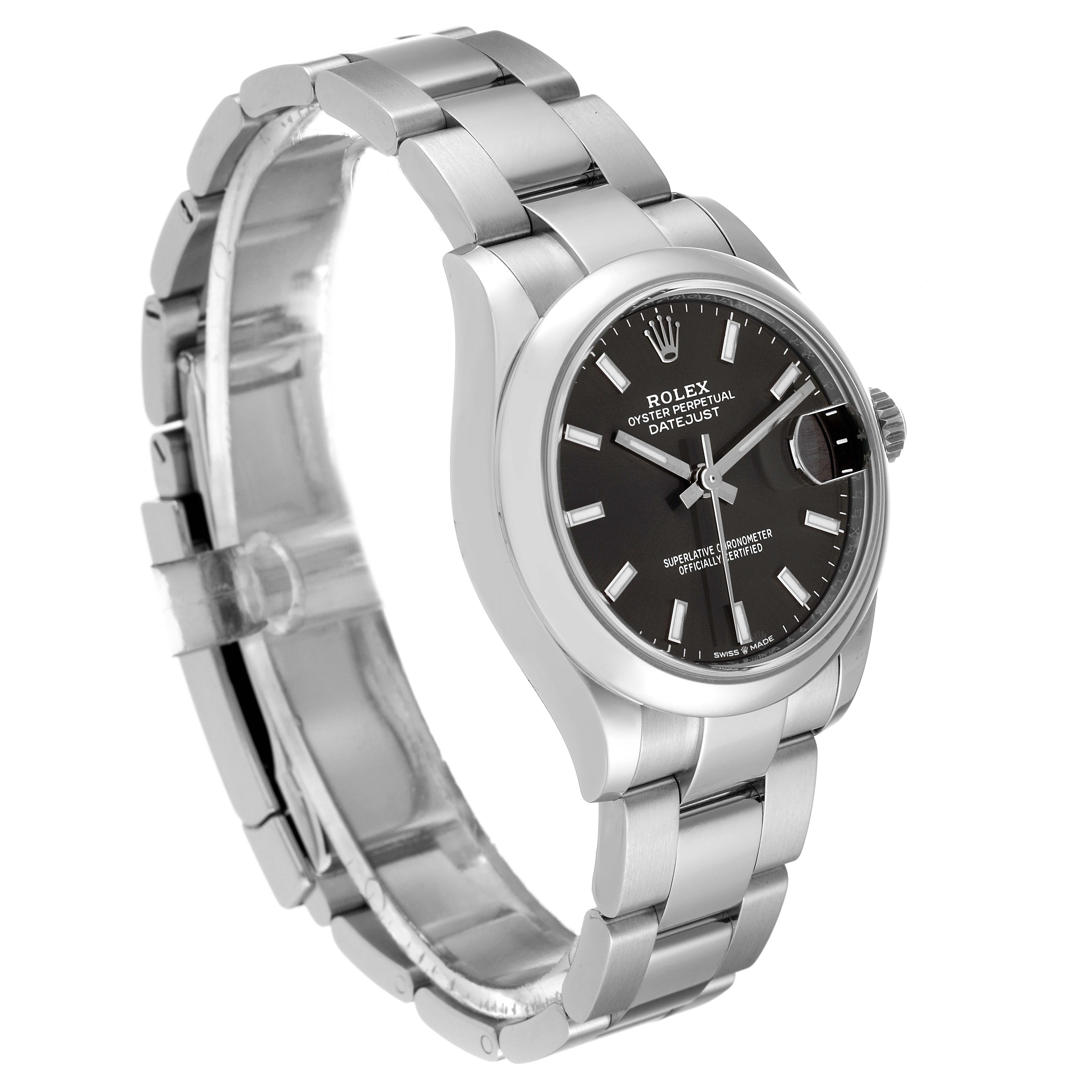 The Mid-Size Rolex watch is shown at a slight angle, displaying its band, case, dial, and crown.