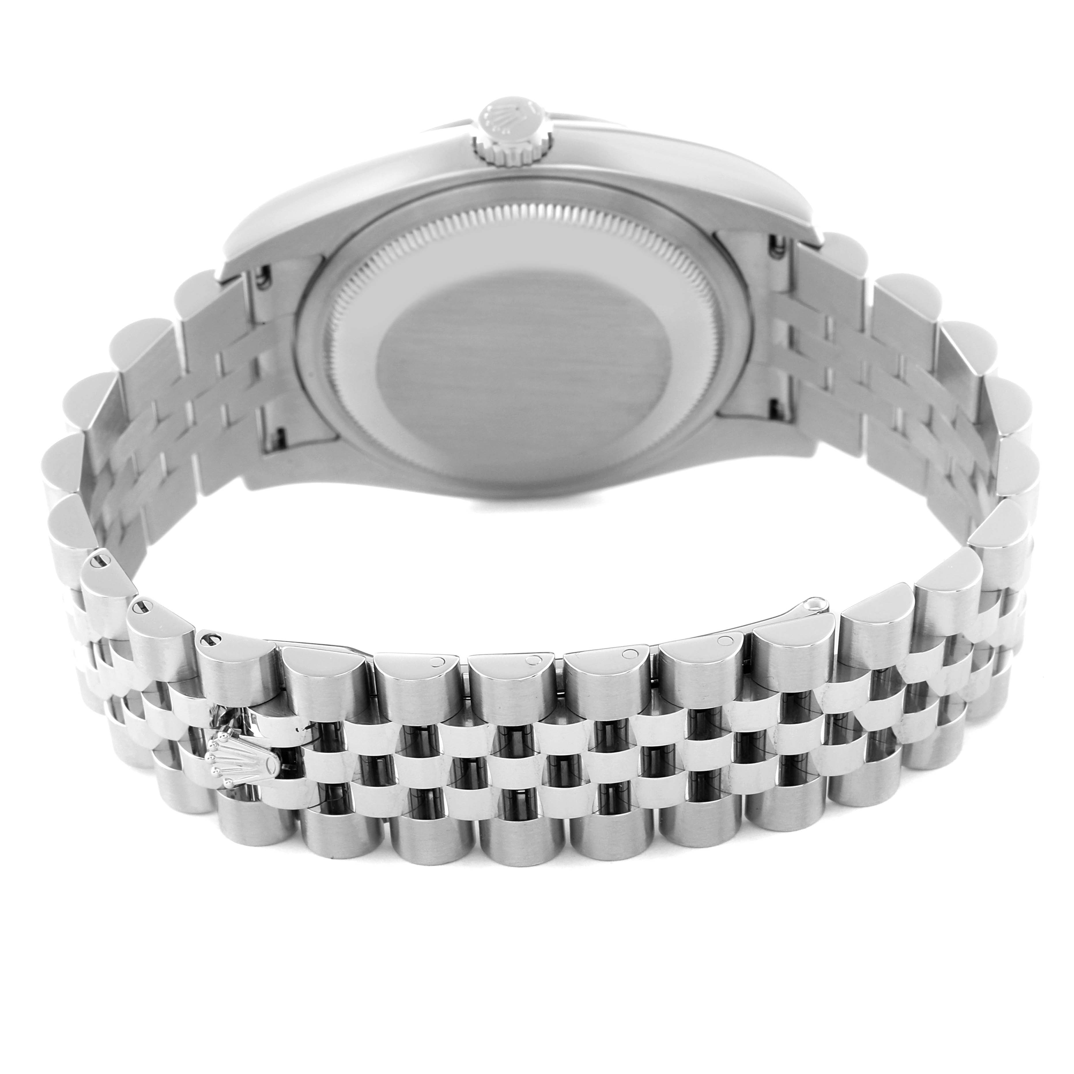 This image shows the back case and bracelet of a Rolex Datejust 116234 Men's Stainless Steel Blue Dial 116234 Men's Stainless Steel Blue Dial watch at a rear angle.