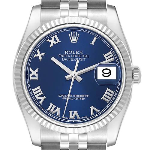Photo of Rolex Datejust Steel White Gold Blue Dial Mens Watch 116234