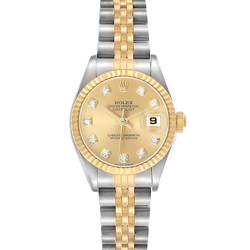 Photo of Rolex Datejust Steel Yellow Gold Champagne Diamond Dial Ladies Watch 79173