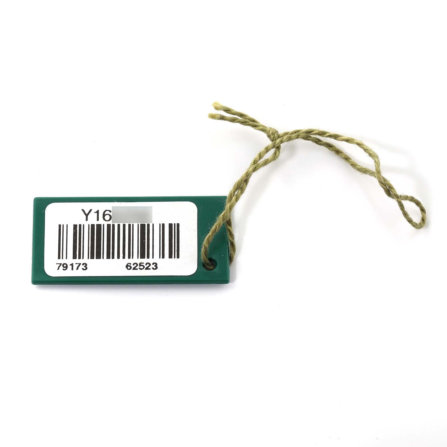 The image shows a green tag with a barcode, likely an accessory for the Rolex Datejust 79173 Women's Steel and Gold (two tone) Beige Dial 79173 Women's Steel and Gold (two tone) Beige Dial watch.