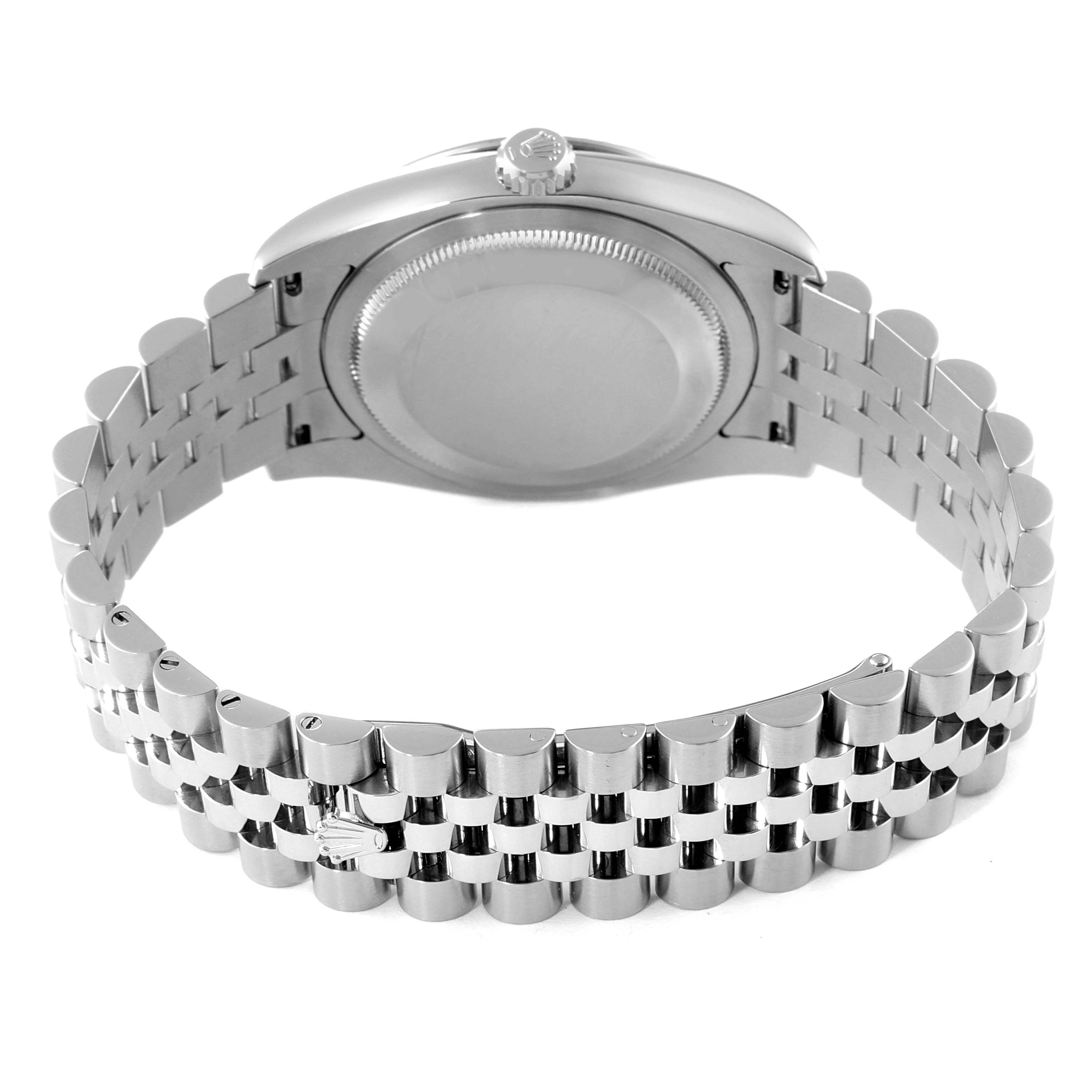 This image shows the back case and bracelet of a Rolex Turn-o-Graph 116264 Men's Stainless Steel Blue Dial 116264 Men's Stainless Steel Blue Dial watch, viewed from the rear.