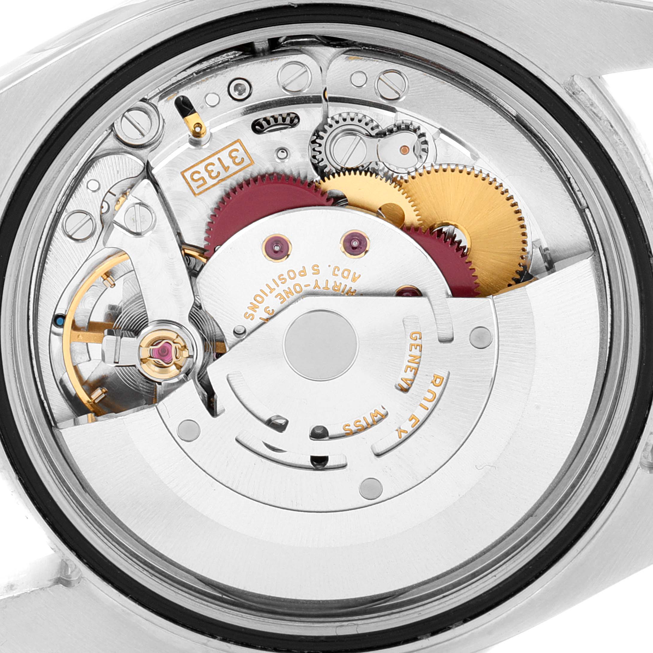 The image shows the internal mechanical movement of the Rolex Turn-o-Graph 116264 Men's Stainless Steel Blue Dial 116264 Men's Stainless Steel Blue Dial watch from a back view.