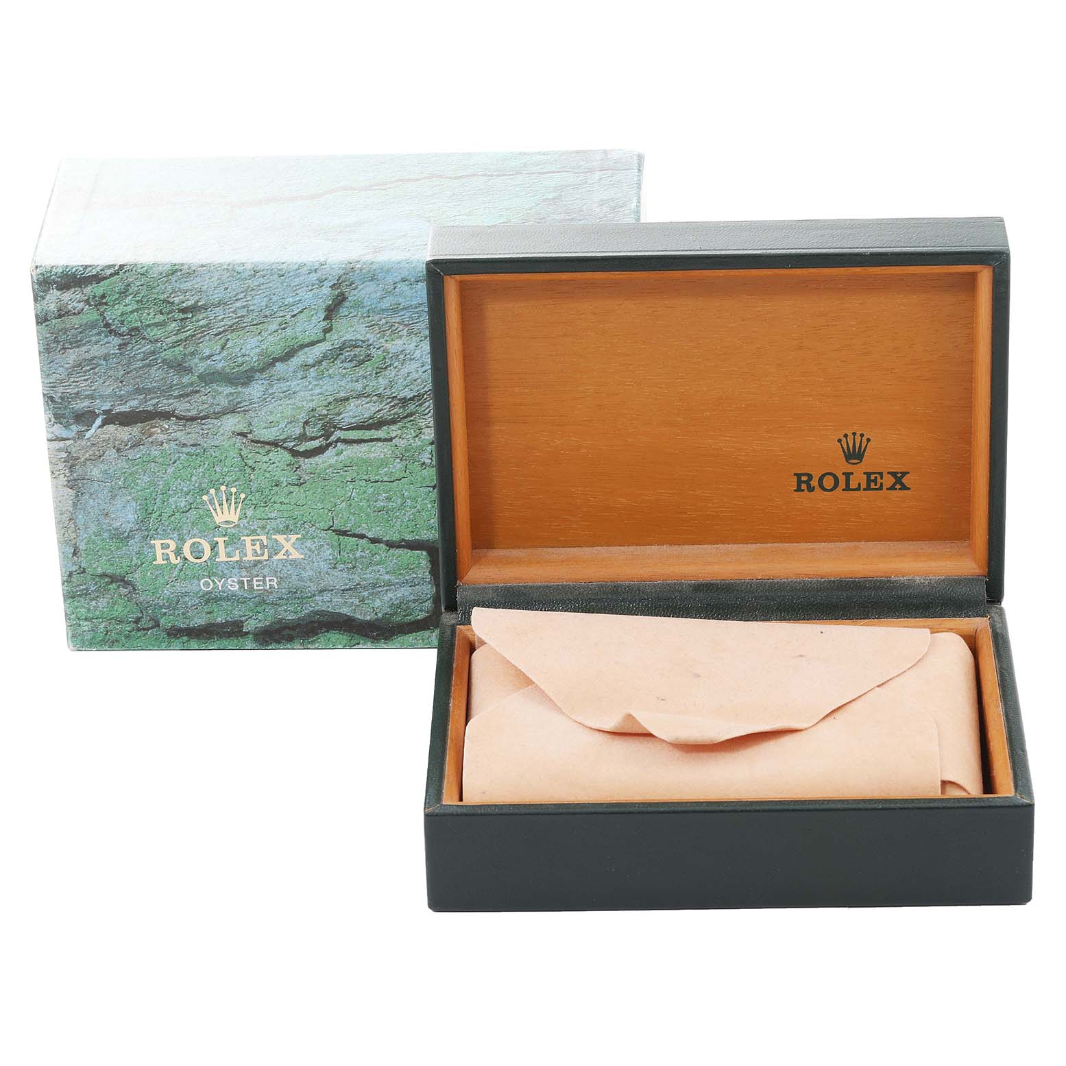 The image shows the box and packaging for a Rolex Turn-o-Graph 16264 Men's Stainless Steel Black Dial 16264 Men's Stainless Steel Black Dial watch, including the inner and outer boxes.