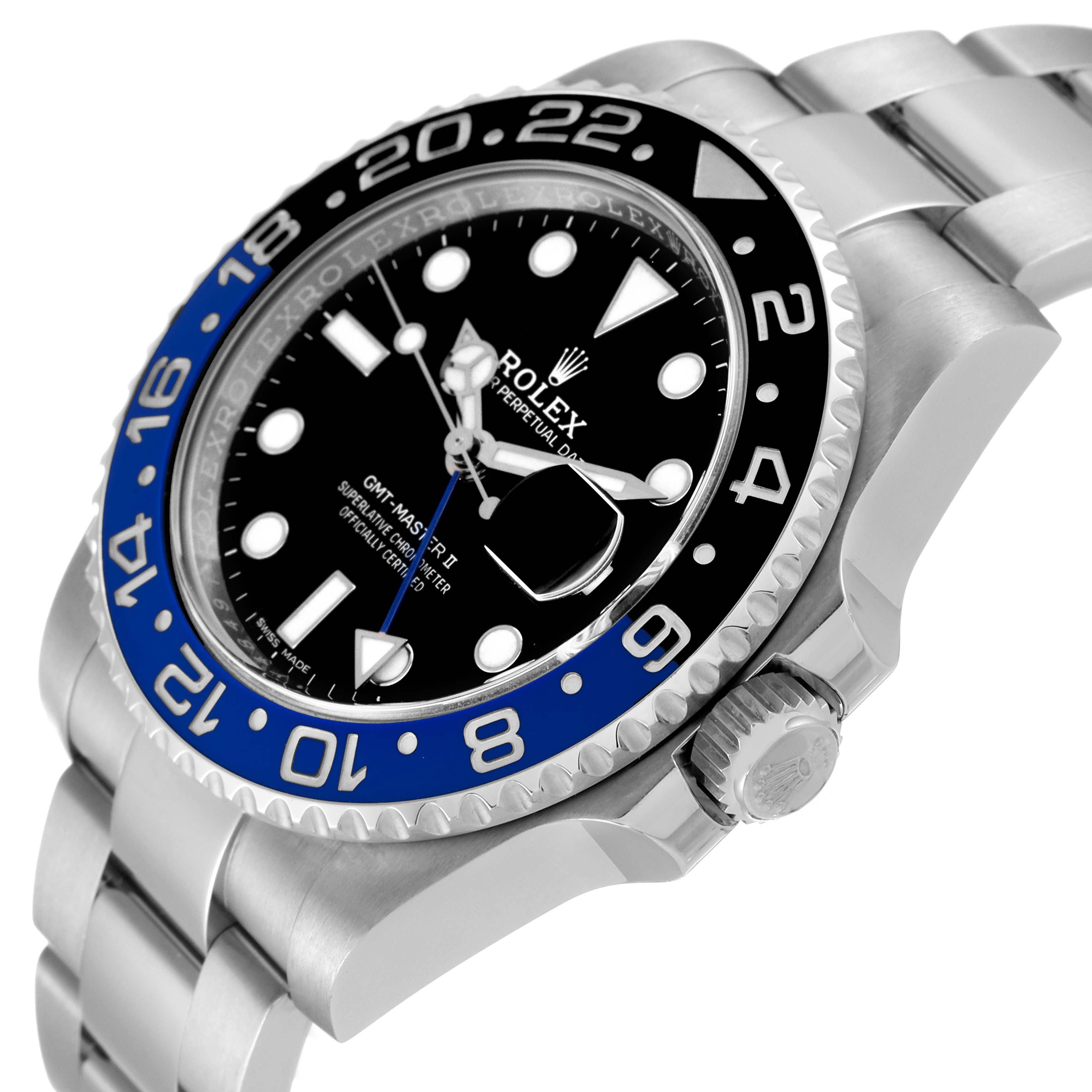 The image shows a side angle of the Rolex GMT-Master 116710 Men's Stainless Steel Black Dial 116710 Men's Stainless Steel Black Dial II watch, highlighting the bezel, dial, and bracelet.