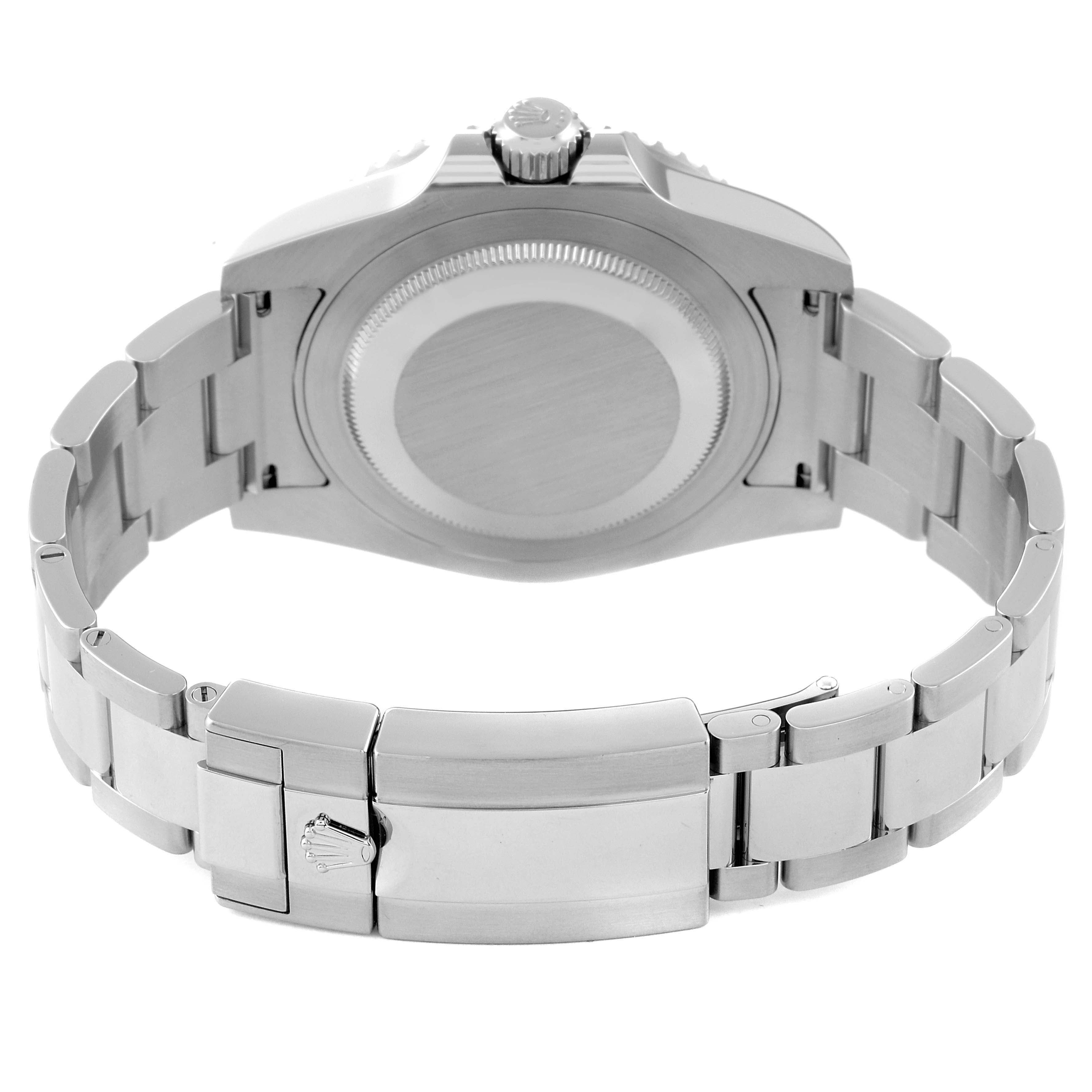 The image shows the backside and clasp of the Rolex GMT-Master 116710 Men's Stainless Steel Black Dial 116710 Men's Stainless Steel Black Dial watch, highlighting the bracelet and crown.