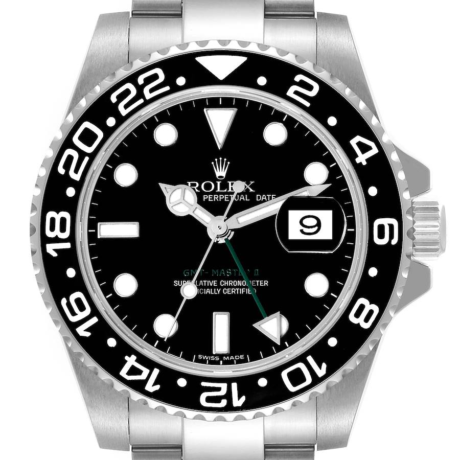Rolex GMT Master II Black Dial Ceramic Bezel Steel Mens Watch 116710 Box Card SwissWatchExpo