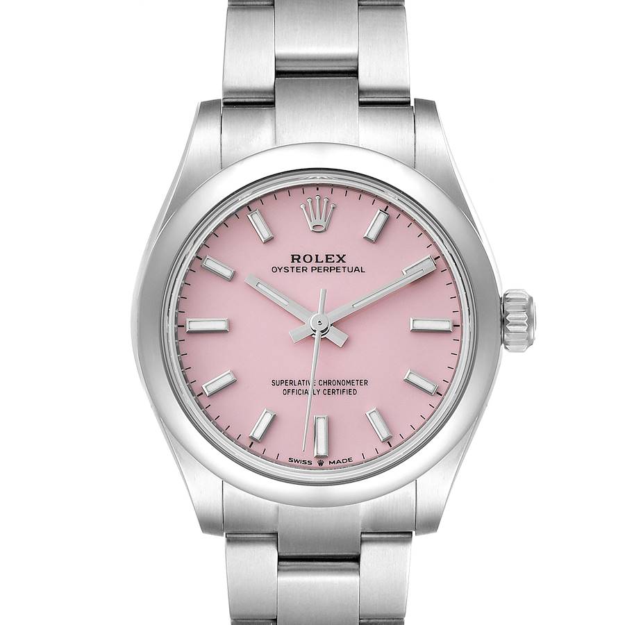 Rolex Midsize 31mm Candy Pink Dial Automatic Steel Ladies Watch 277200 Unworn SwissWatchExpo