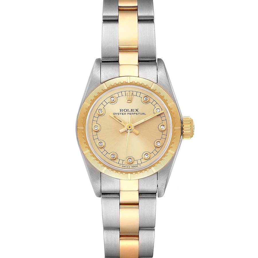 Rolex Oyster Perpetual NonDate Diamond Dial Ladies Watch 67243 SwissWatchExpo